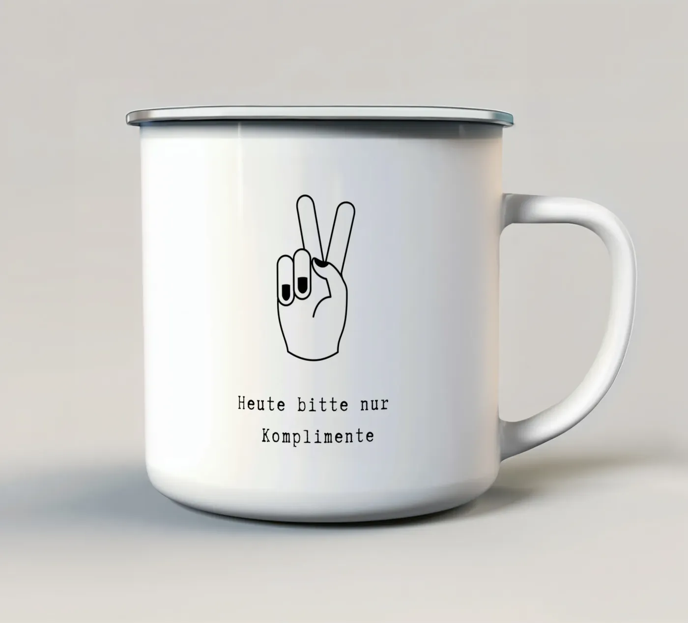 Komplimente enamel mug by PurePeachStudio