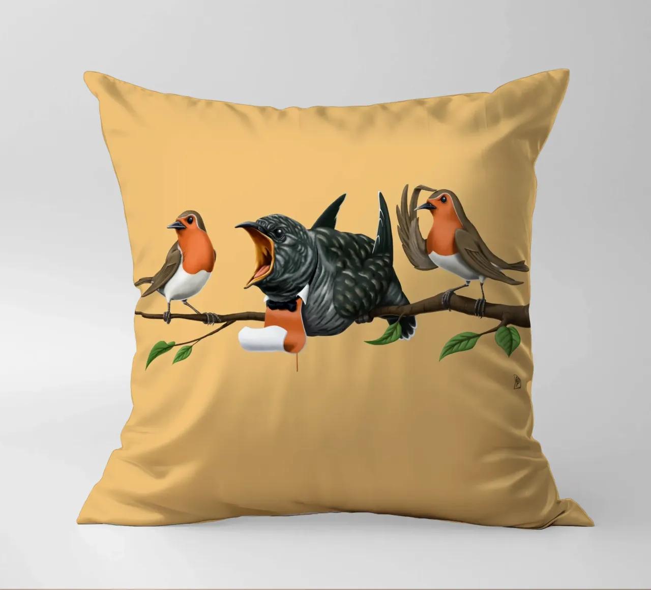 Cock Robin (Coloured) cuscino da Rob Art | Illustration