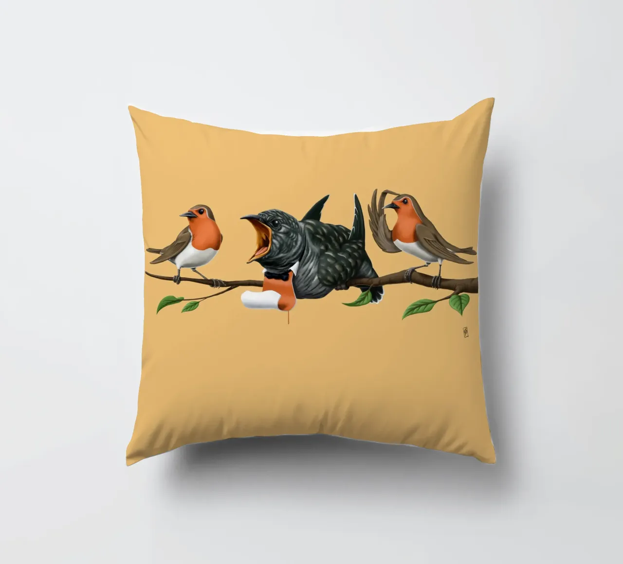 Cock Robin (Coloured) cuscino da Rob Art | Illustration