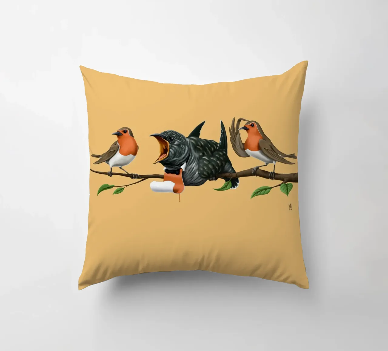 Cock Robin (Coloured) cuscino da Rob Art | Illustration