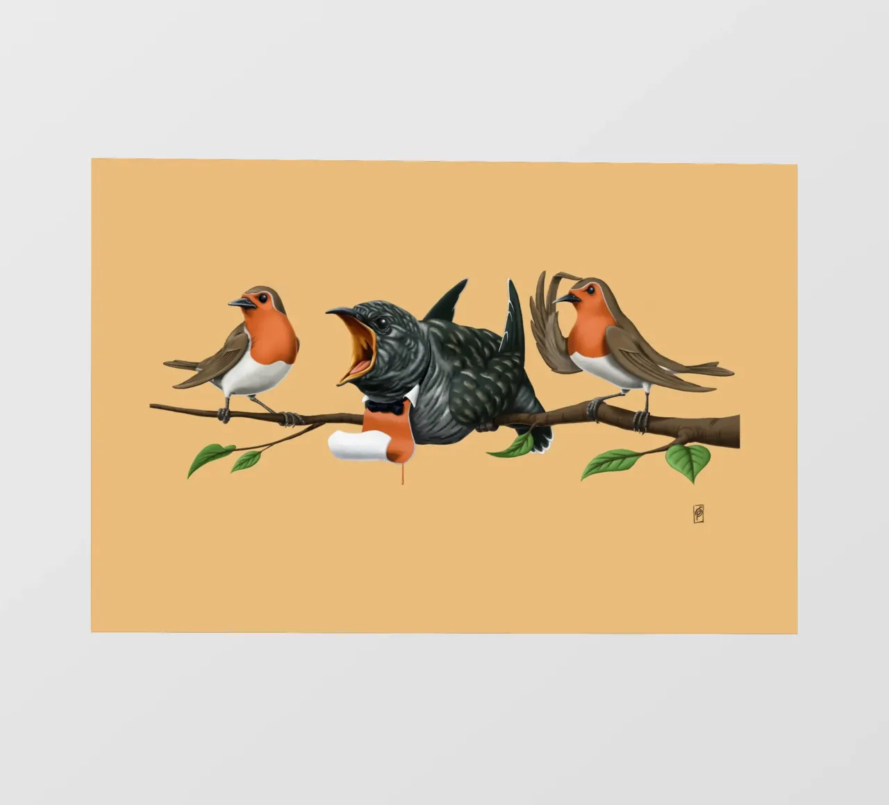 Cock Robin (Coloured) pellicola backlit da Rob Art | Illustration