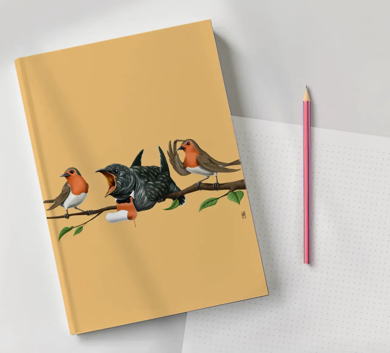 Cock Robin (Coloured) notebook by Rob Art | Illustration