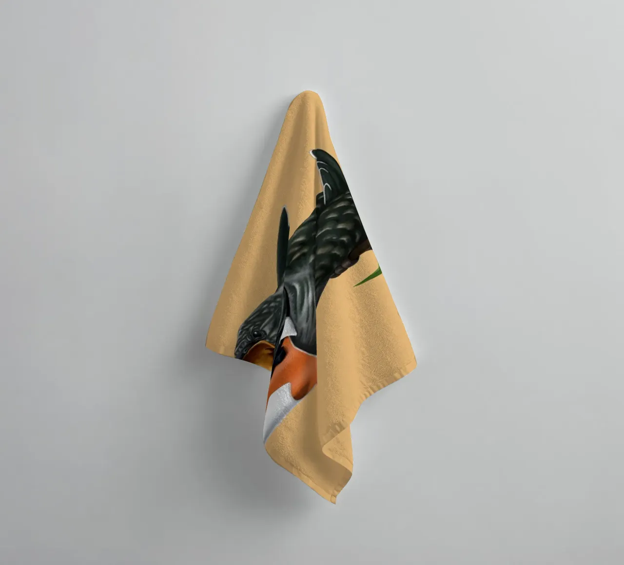 Cock Robin (Coloured) asciugamano da bagno da Rob Art | Illustration