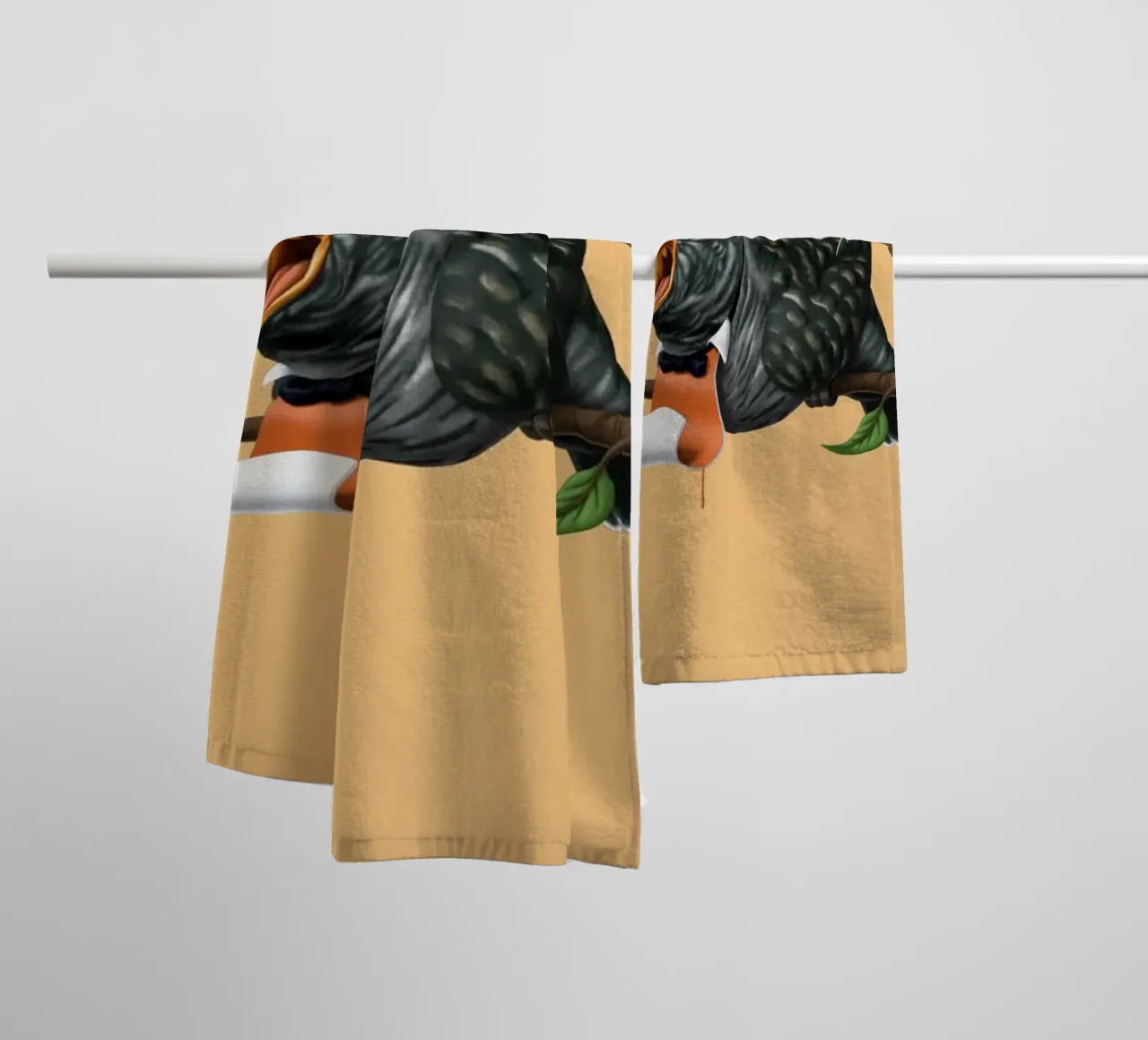 Cock Robin (Coloured) asciugamano da bagno da Rob Art | Illustration
