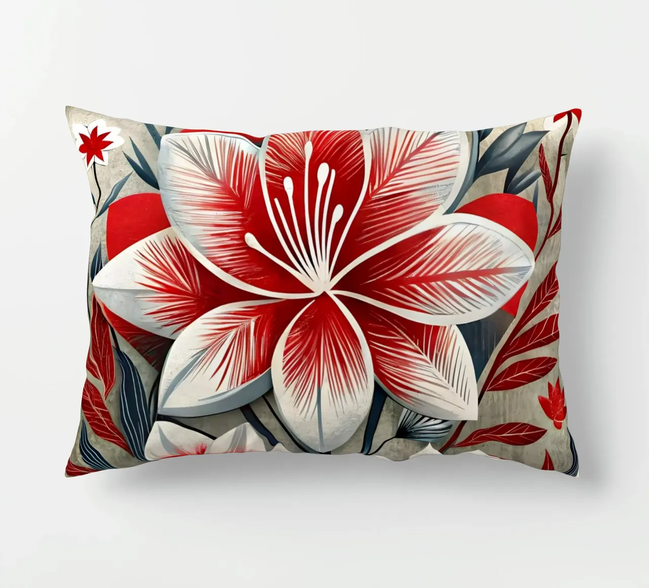 Astratto floreale rosso e bianco cuscino da Artistic-shop