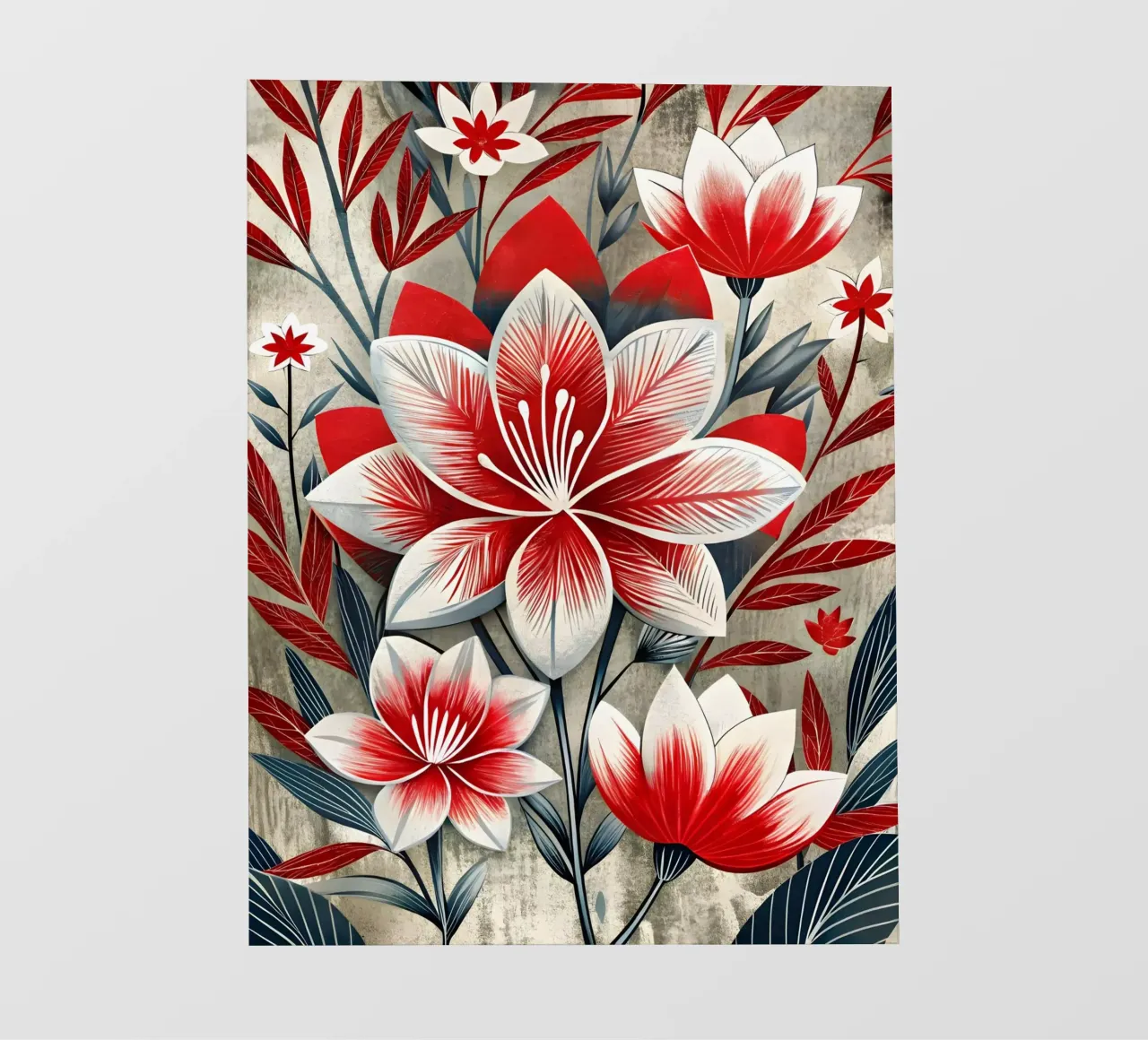Astratto floreale rosso e bianco pellicola backlit da Artistic-shop