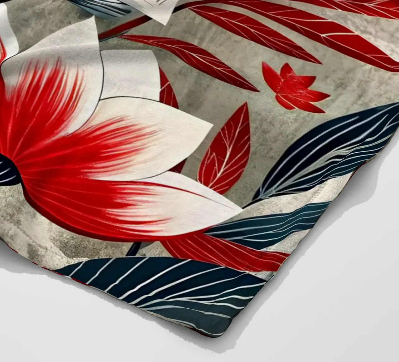 Astratto floreale rosso e bianco coperta in pile da Artistic-shop