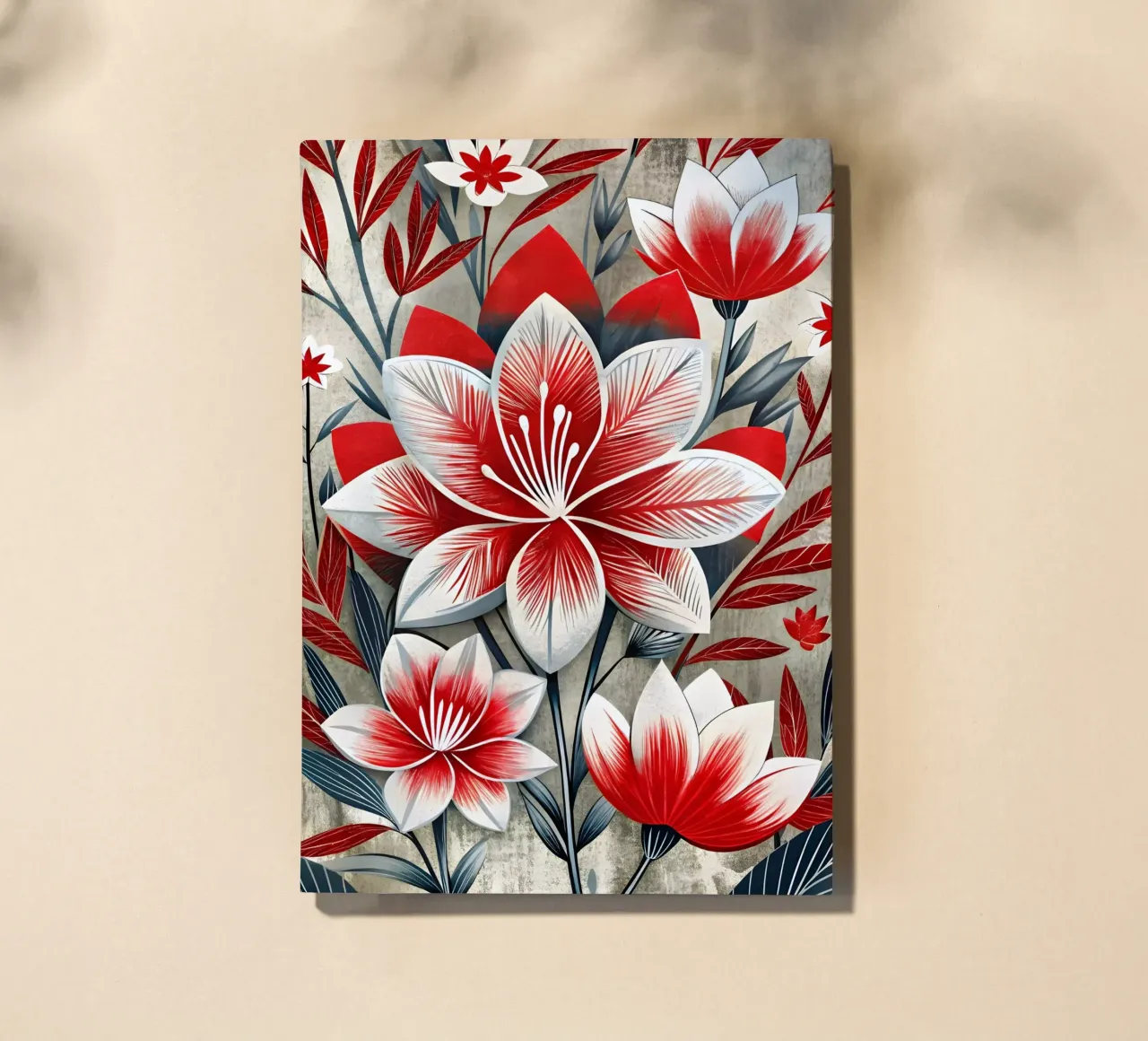 Astratto floreale rosso e bianco diario da Artistic-shop