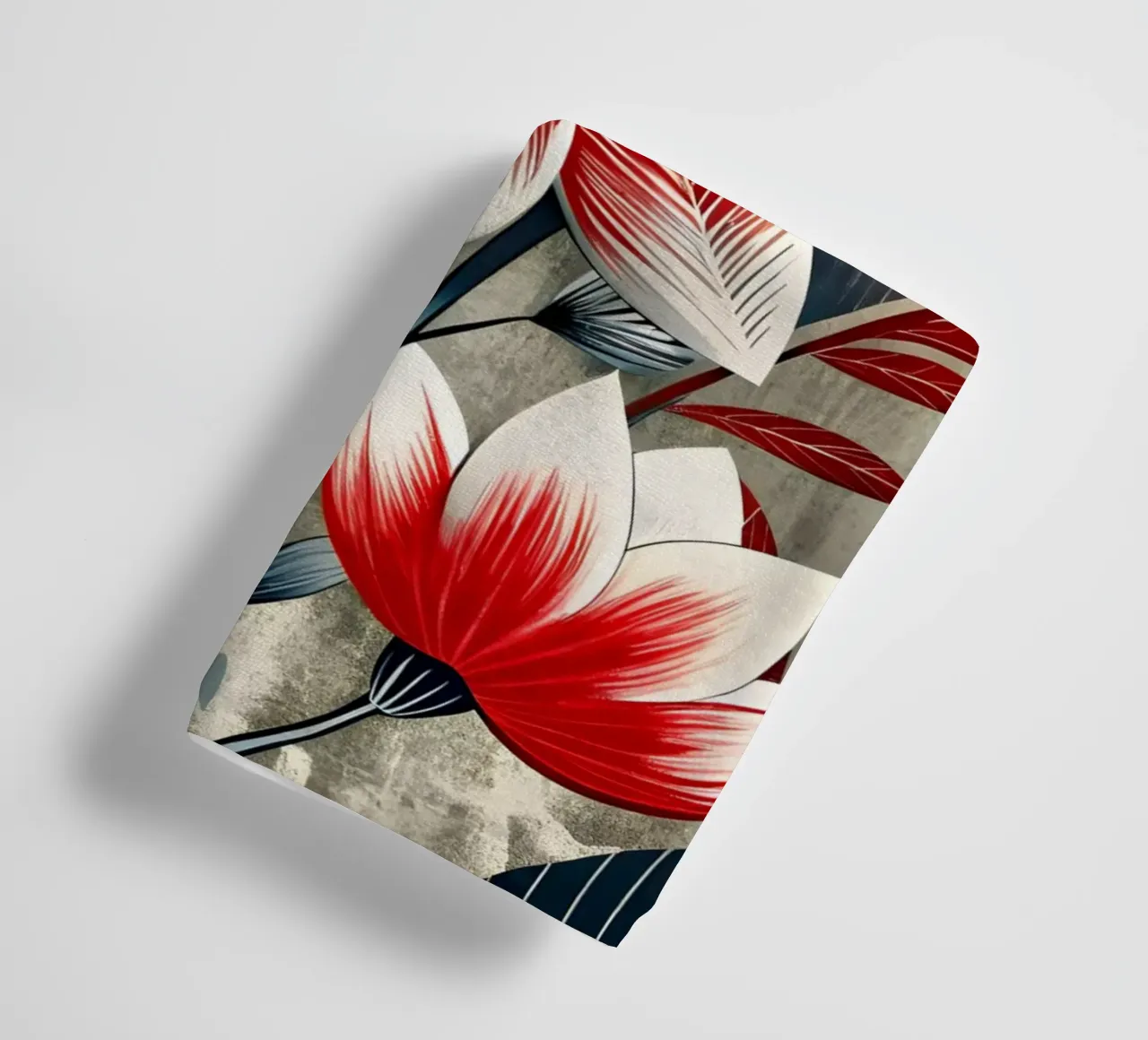 Astratto floreale rosso e bianco asciugamano da bagno da Artistic-shop