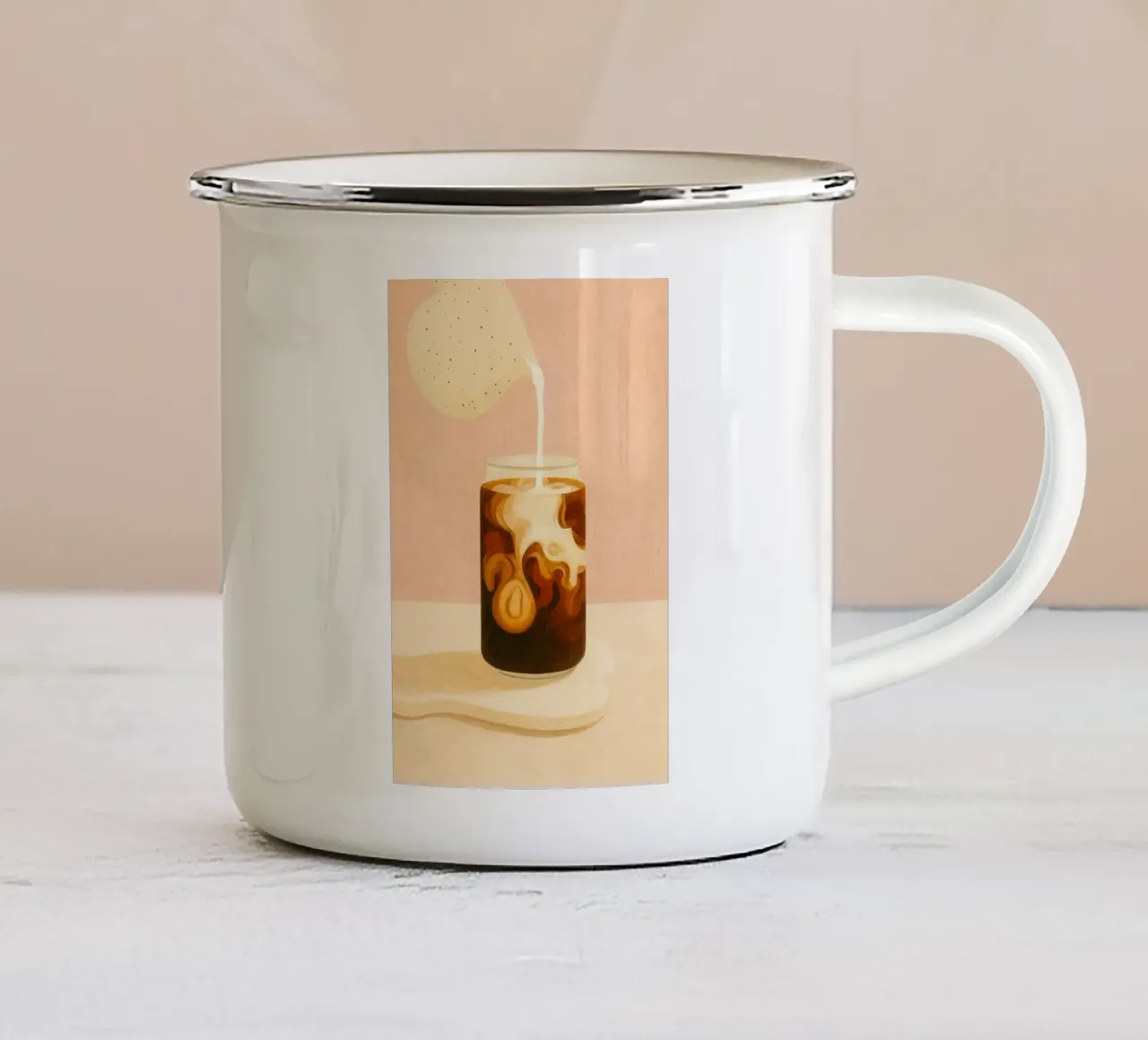 Caffe Latte emaille mok van PurePeachStudio
