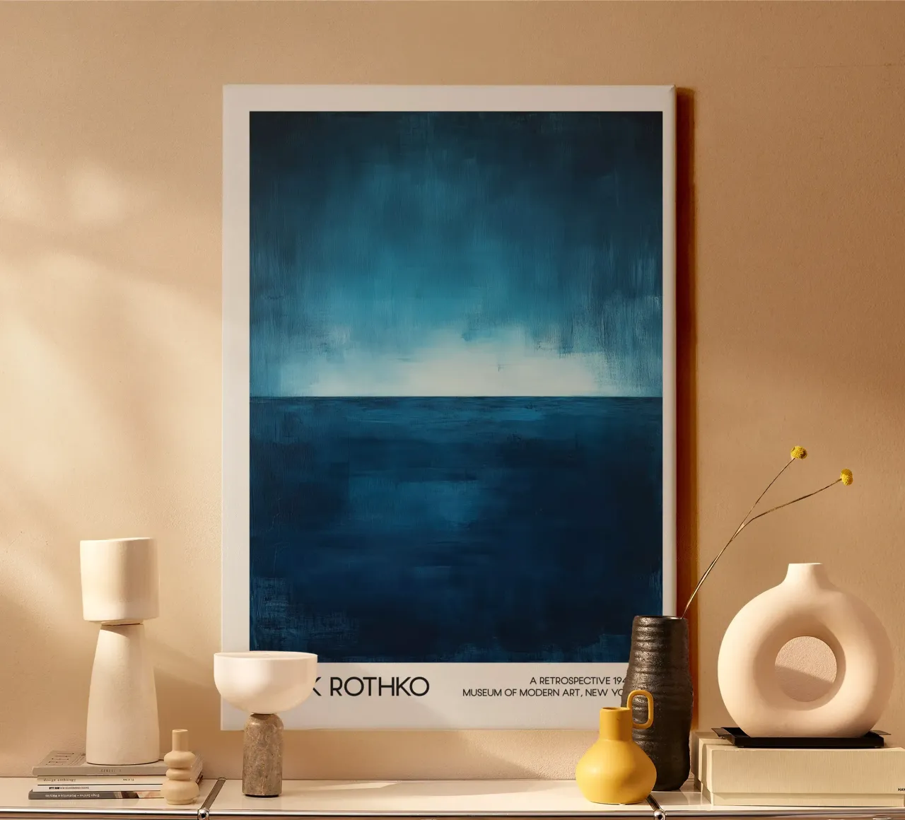 Mark Rothko Abstract zeegezicht, Blauw expressionisme canvas van Bakara