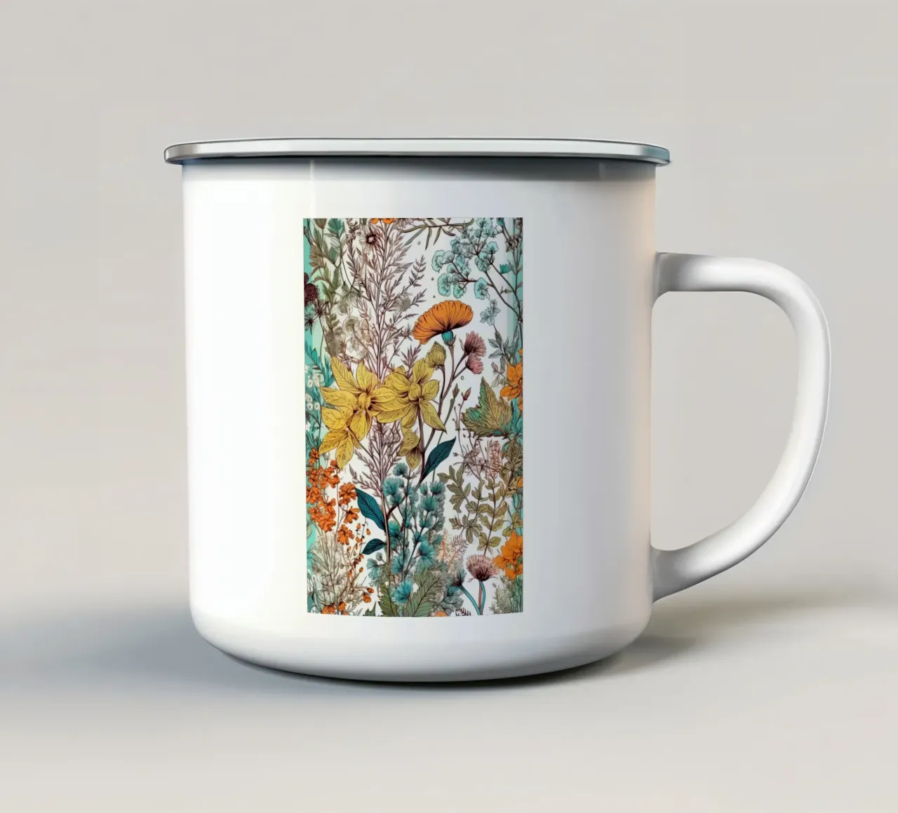 Fiori prato natura arte D tazza in smalto da Justyna Jaszke JBJart