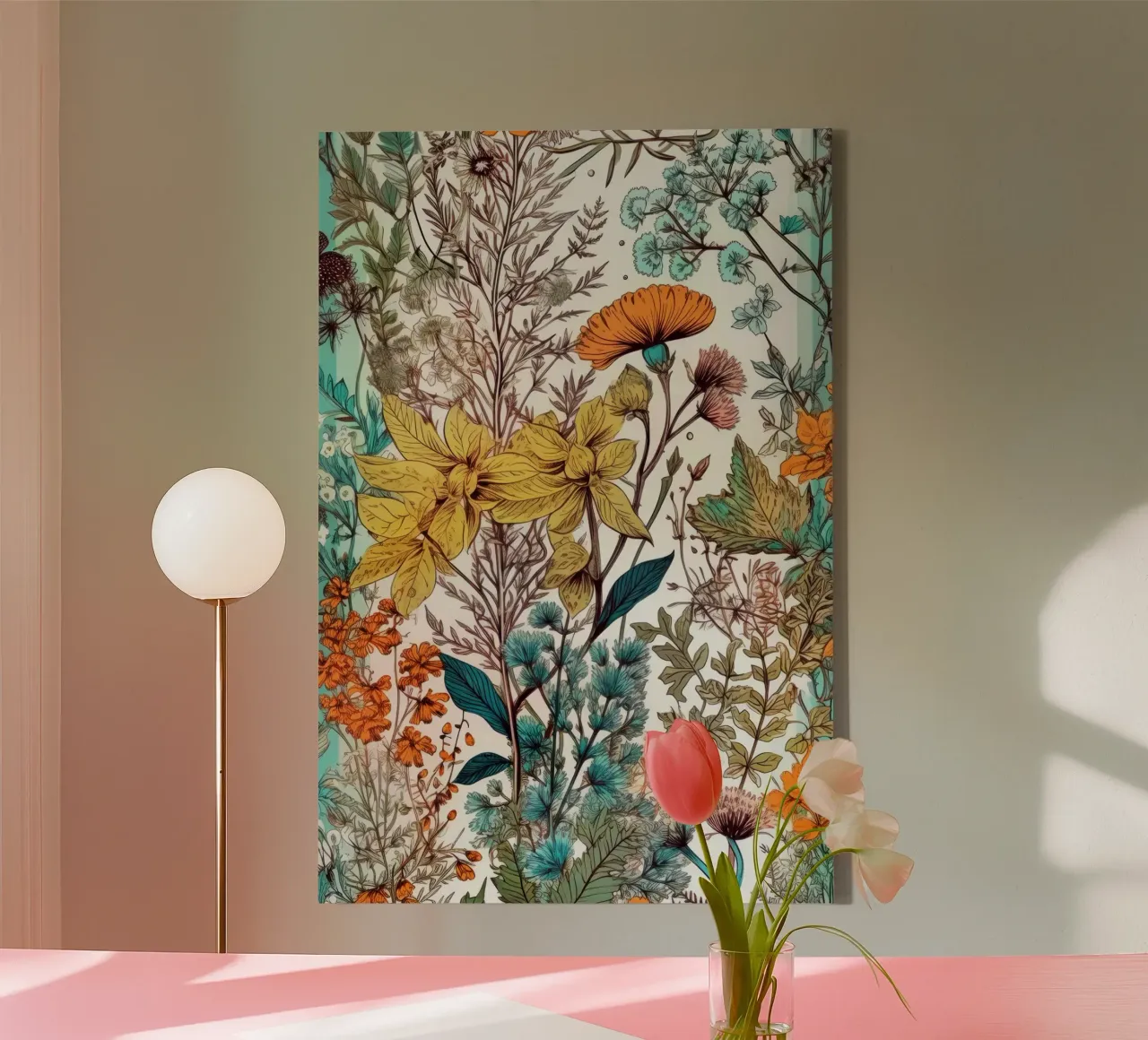 Bloemen weide natuur kunst D canvas met Baklijst van Justyna Jaszke JBJart