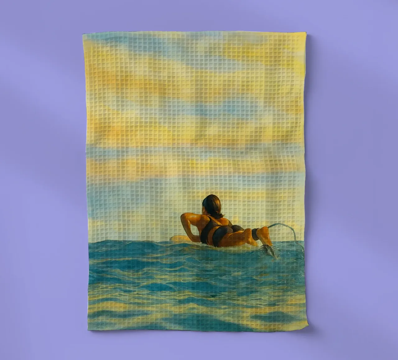 peinture rétro d'une surfeuse torchon de lottuz