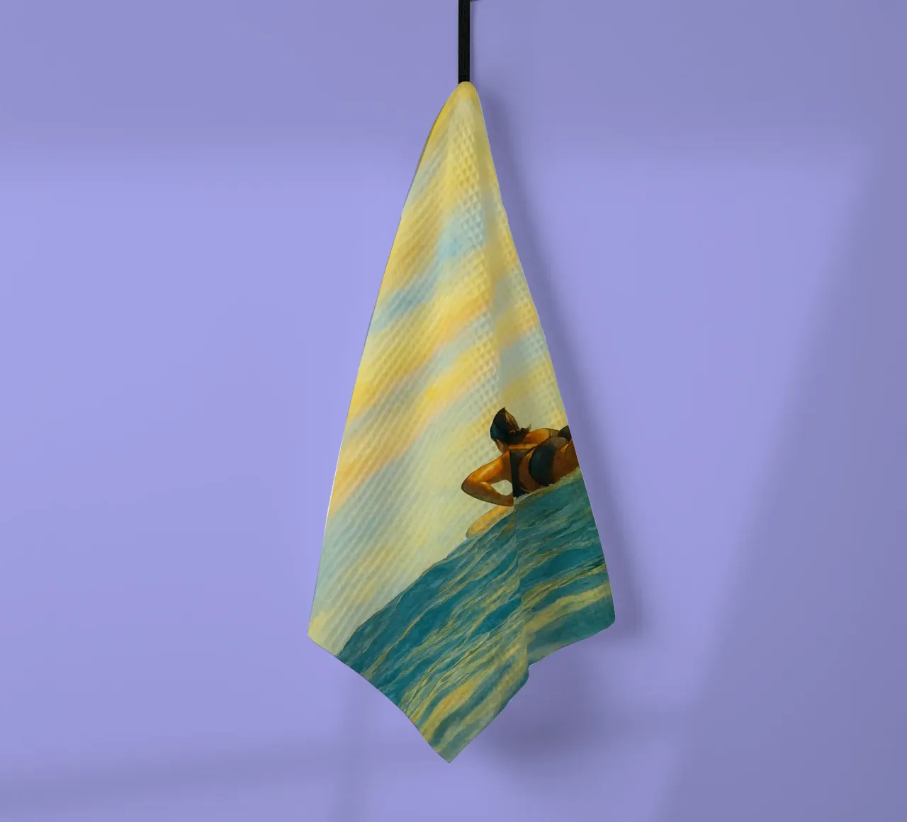 peinture rétro d'une surfeuse torchon de lottuz