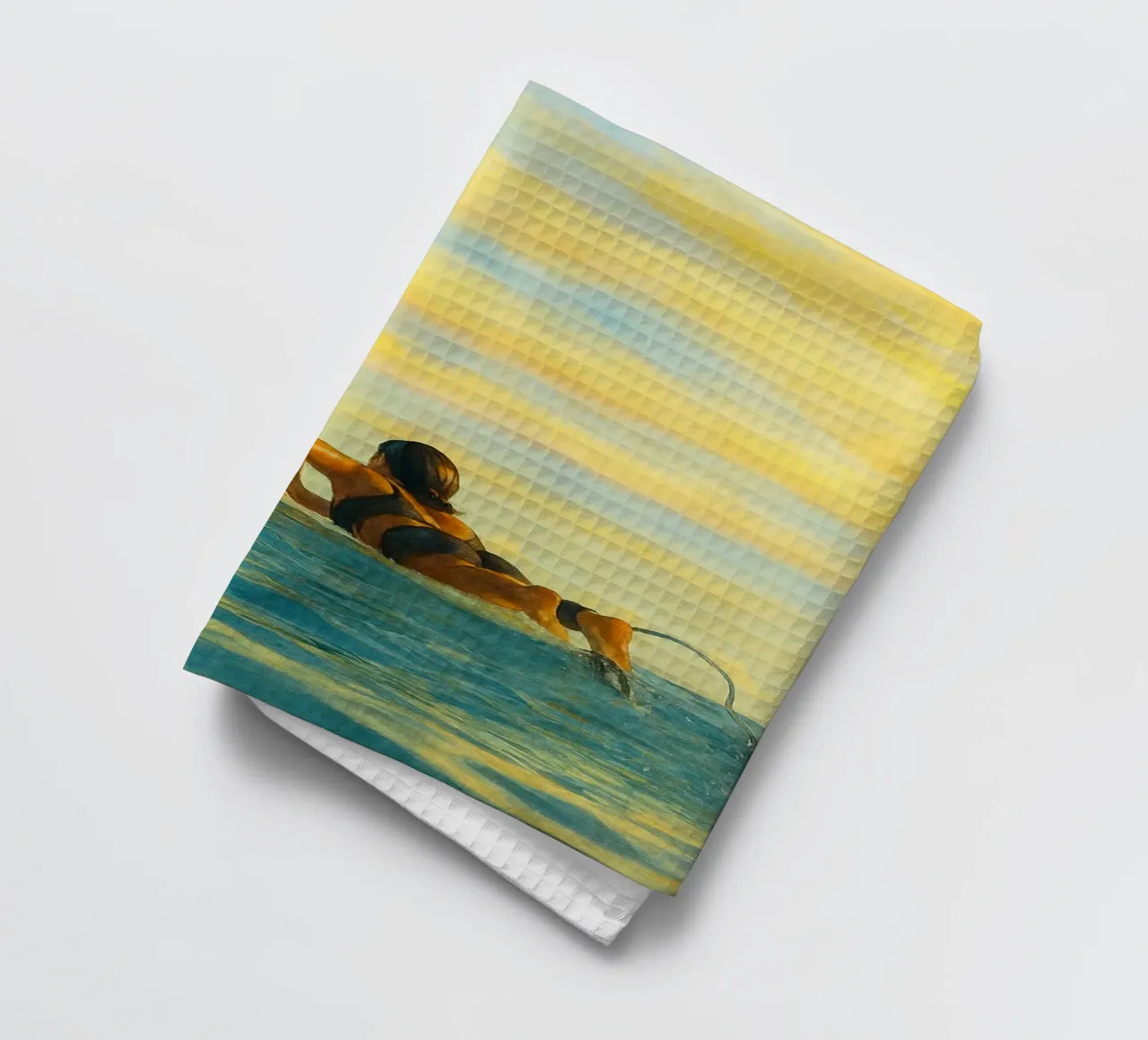 peinture rétro d'une surfeuse torchon de lottuz