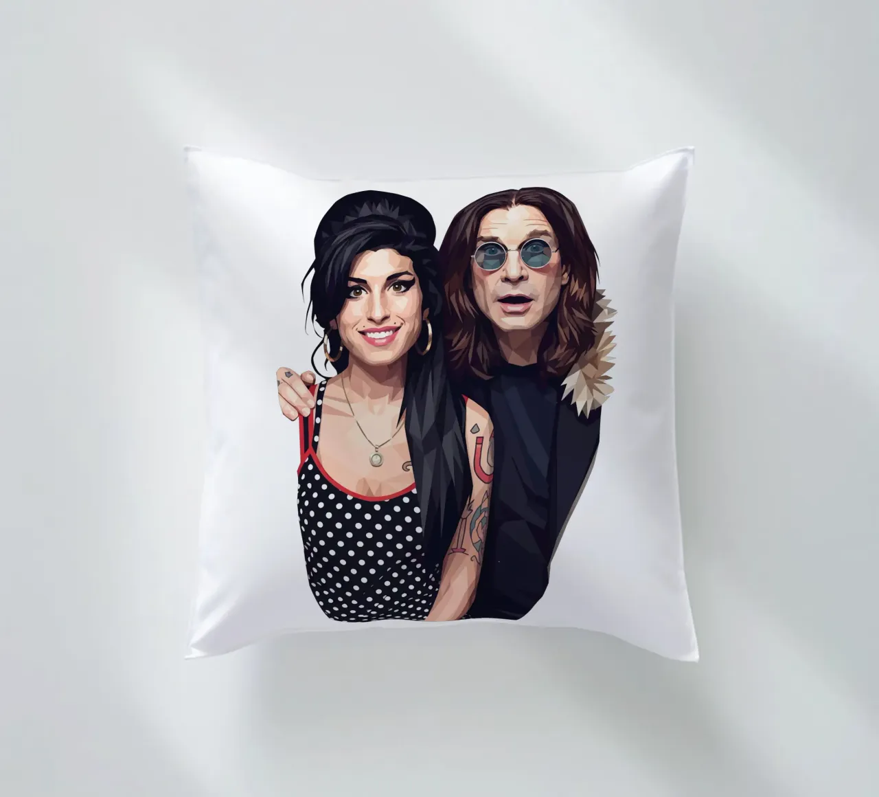 Amy Winehouse e Ozzy Osbourne Low Poly cuscino da Low Profile