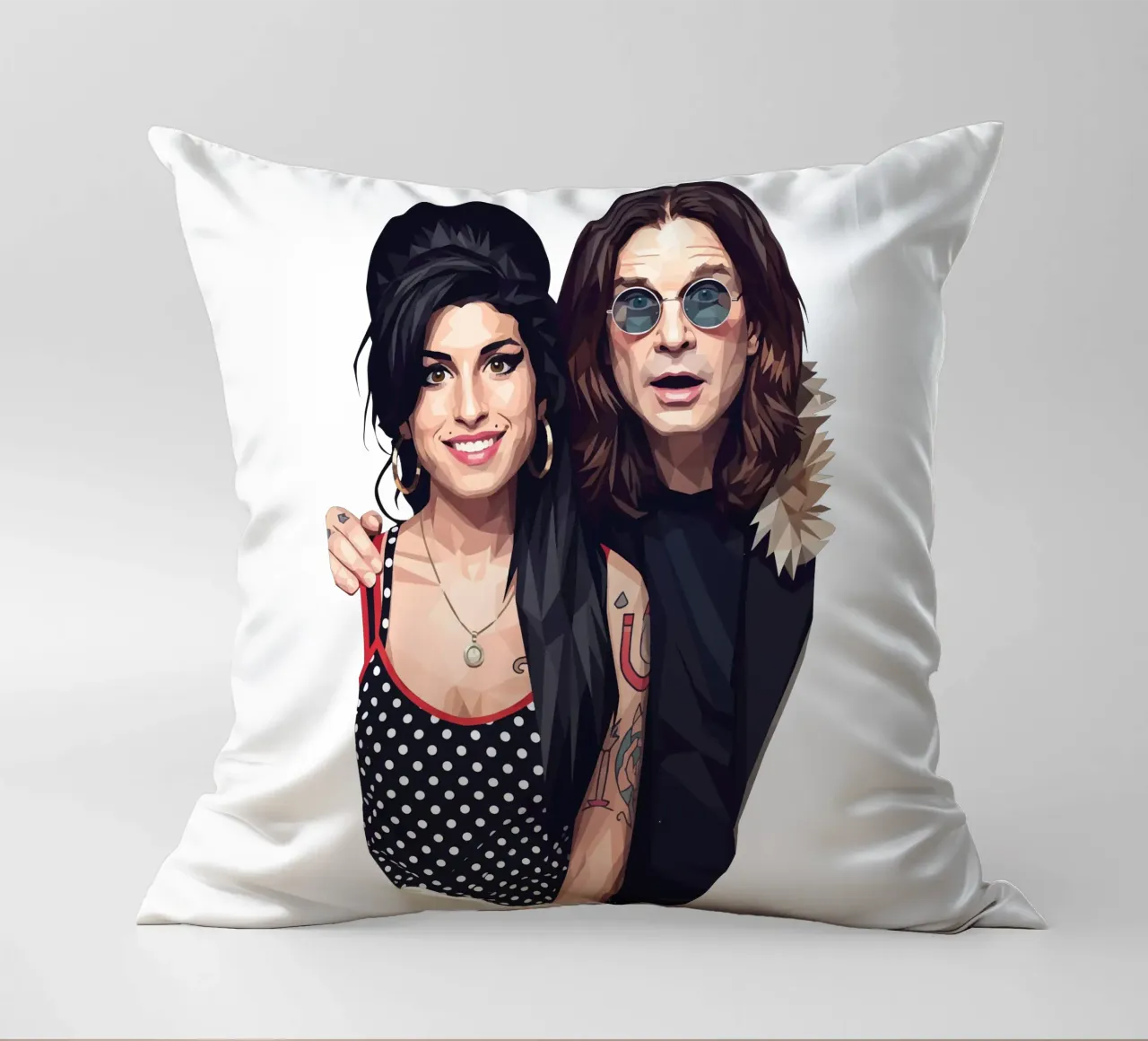 Amy Winehouse e Ozzy Osbourne Low Poly cuscino da Low Profile