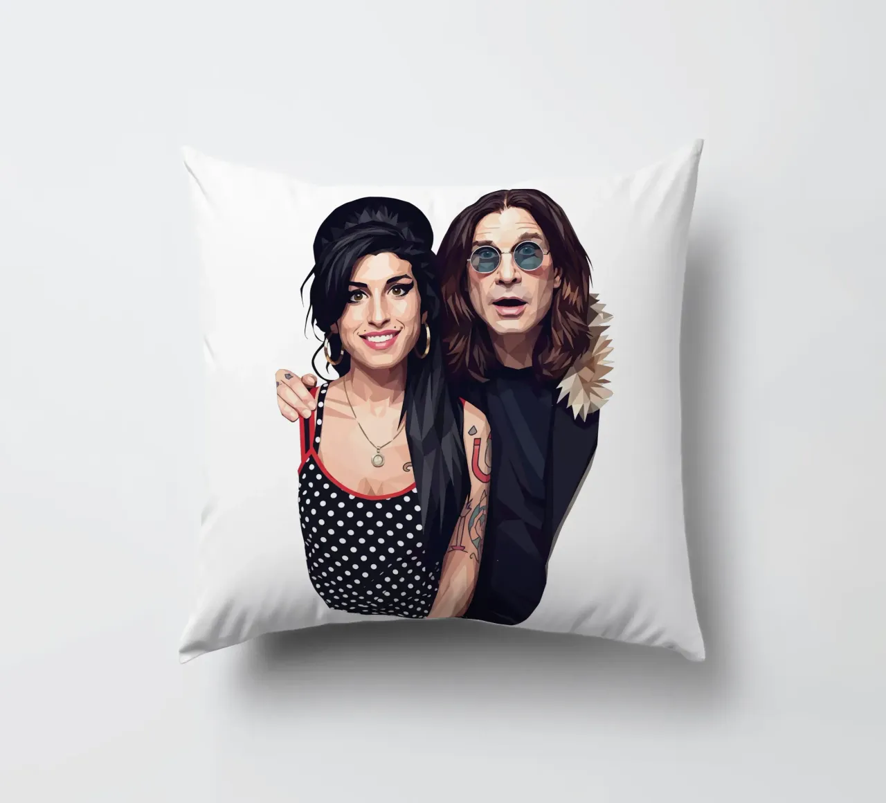 Amy Winehouse e Ozzy Osbourne Low Poly cuscino da Low Profile