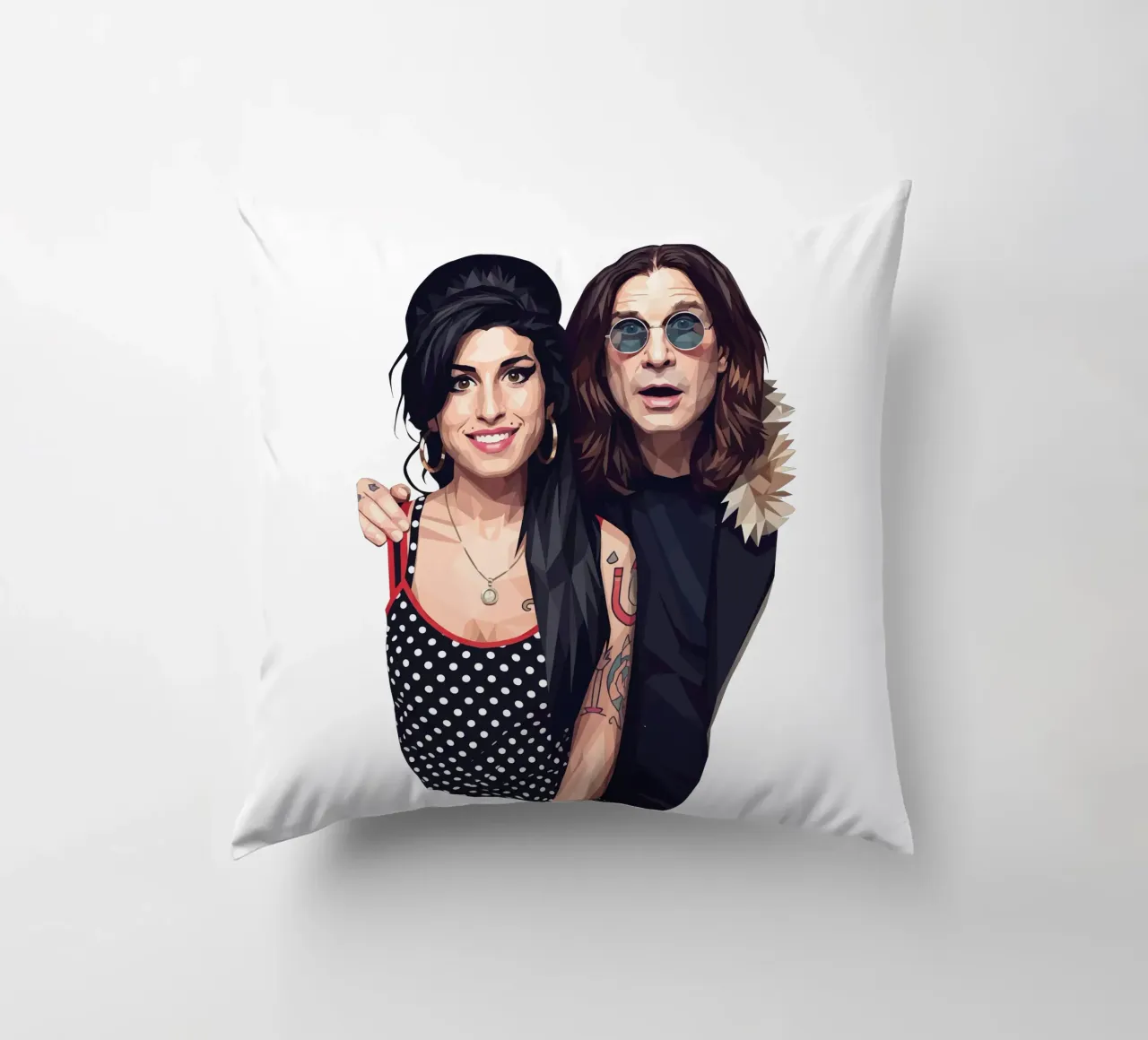 Amy Winehouse e Ozzy Osbourne Low Poly cuscino da Low Profile