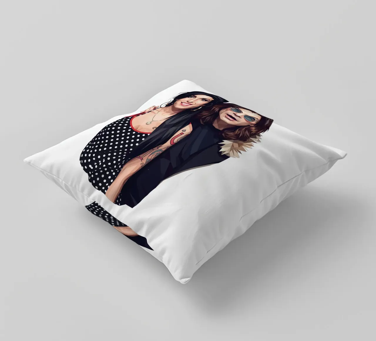 Amy Winehouse e Ozzy Osbourne Low Poly cuscino da Low Profile