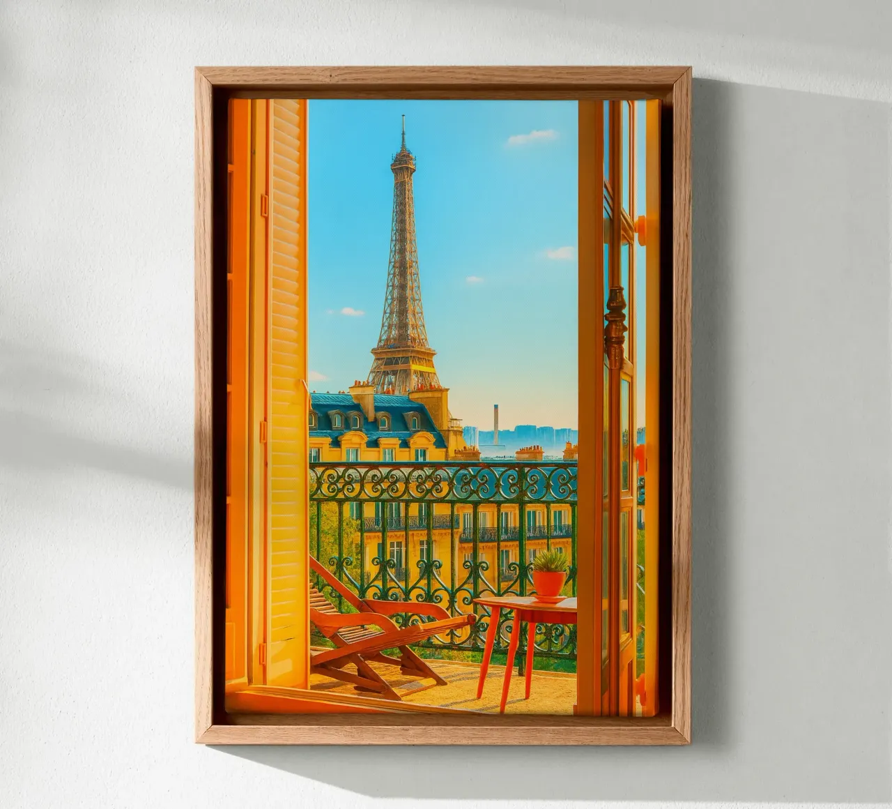 view of the Eiffel Tower from the hotel retro photography canvas by lottuz