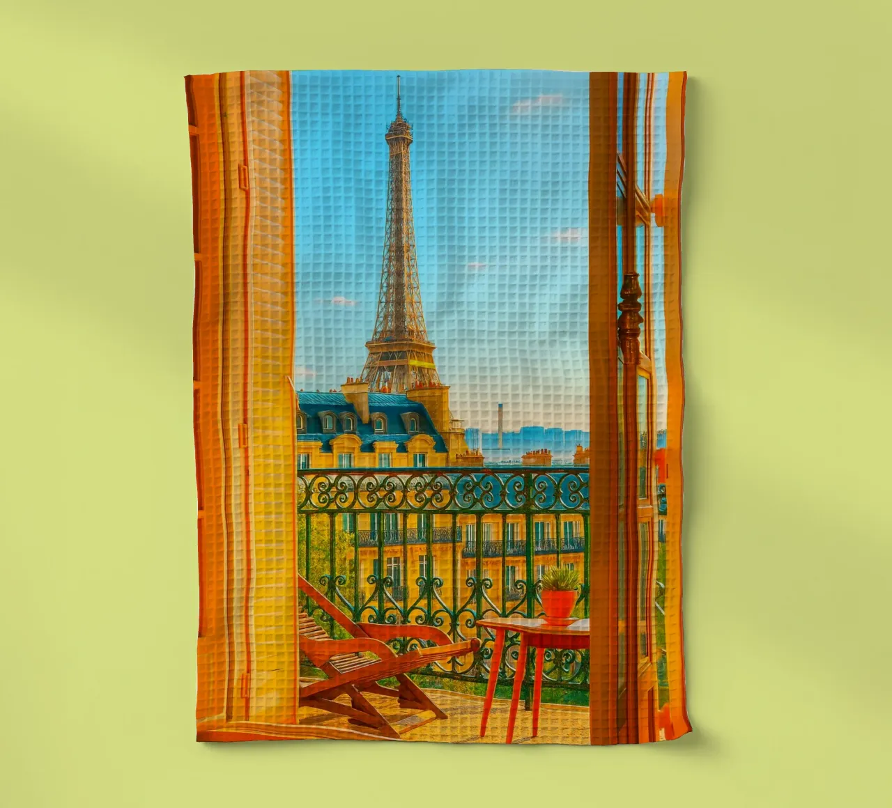 vue de la Tour Eiffel depuis l'hôtel photographie rétro torchon de lottuz