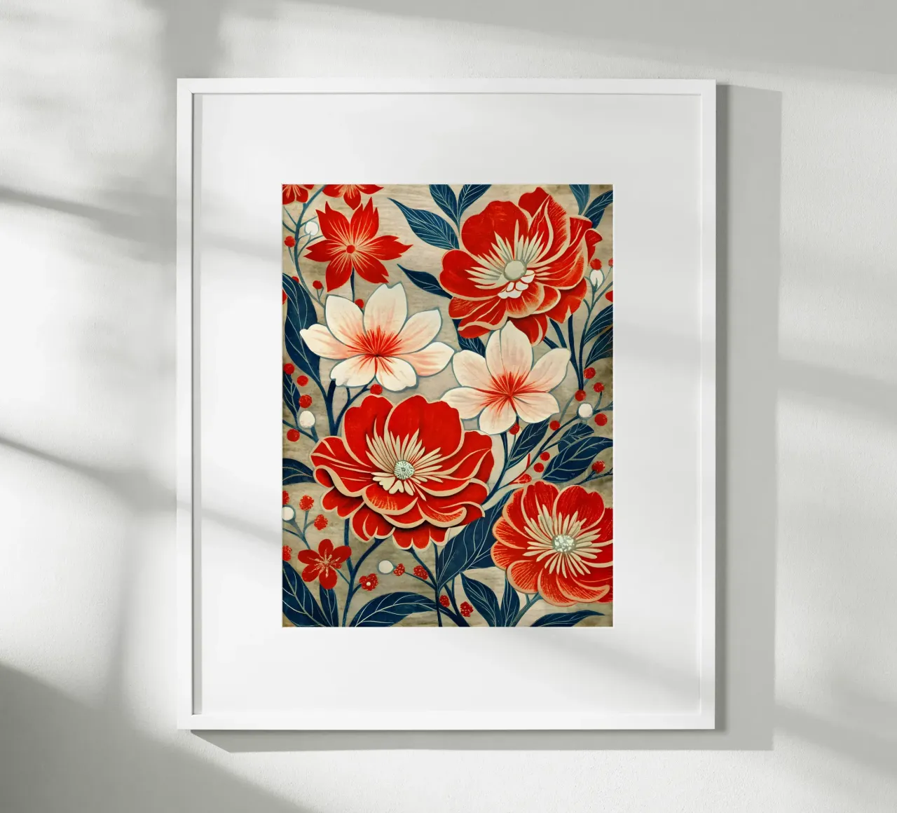 Arazzo floreale cremisi e crema poster da Artistic-shop