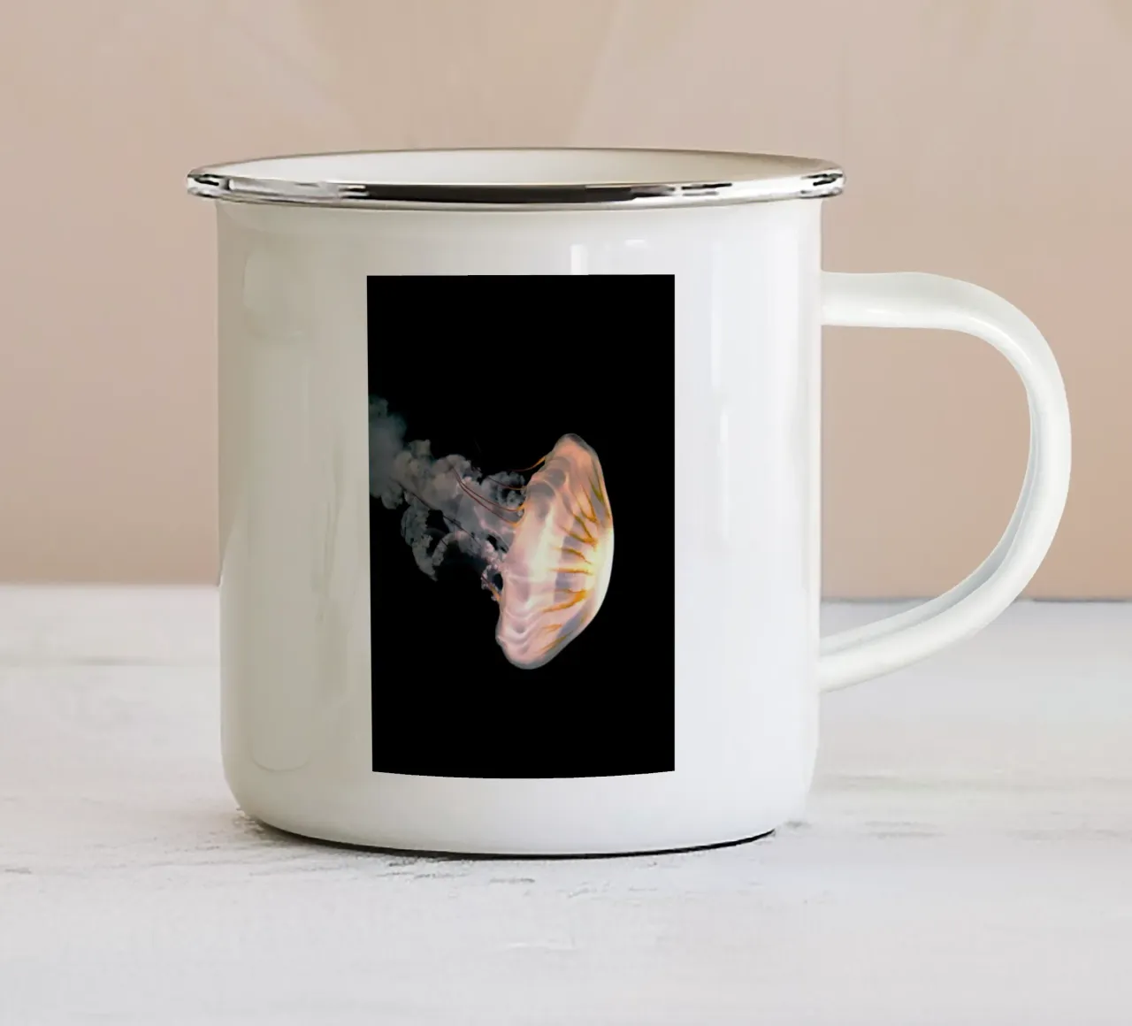 jellyfish in night tazza in smalto da feny