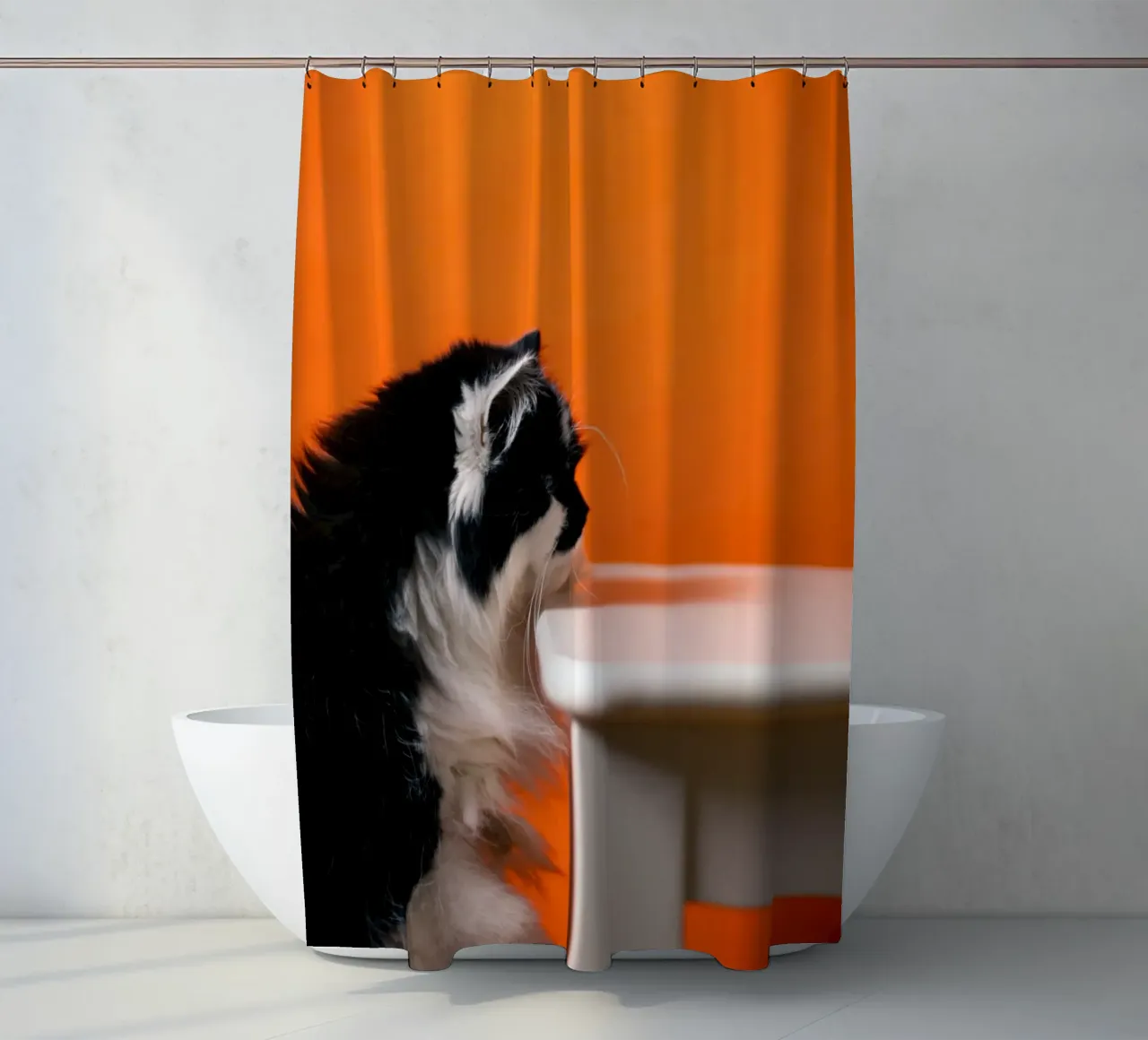cat table in orange shade tenda da doccia da feny