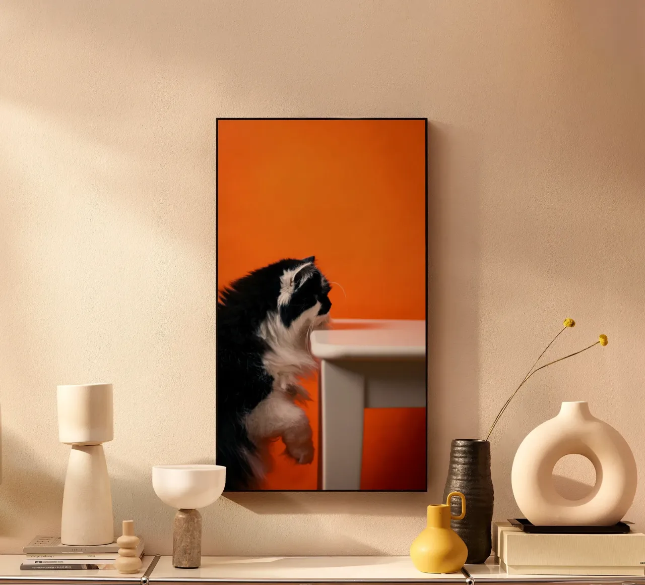 cat table in orange shade metacrilato de feny