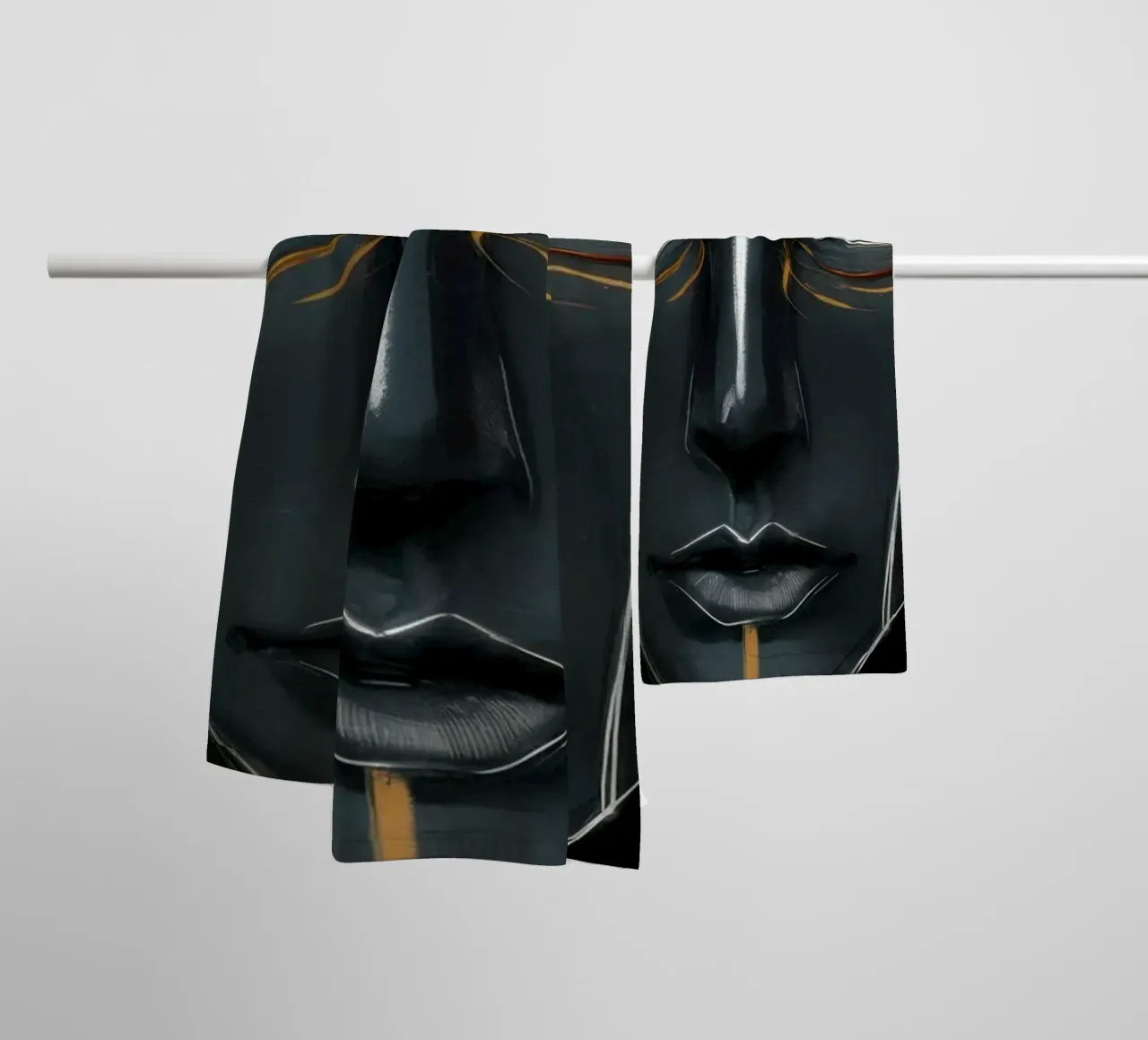 Symmetric Shadow Self towel by Katarsis Mann