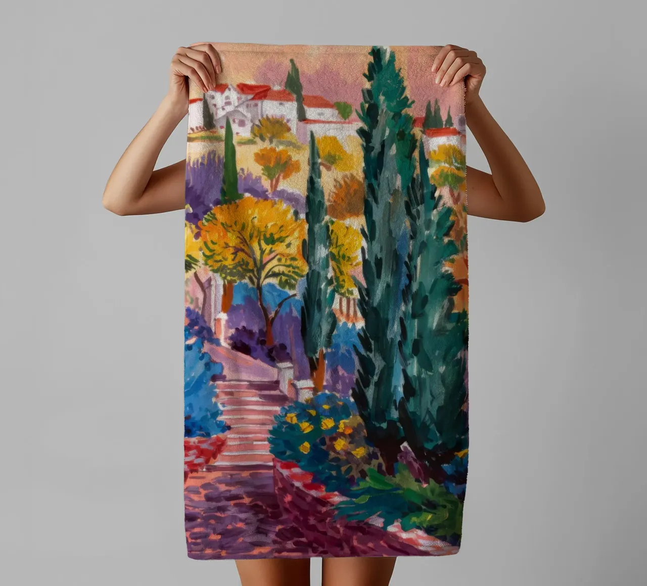 Chromatic Coastal Path towel by Angkasa Mist