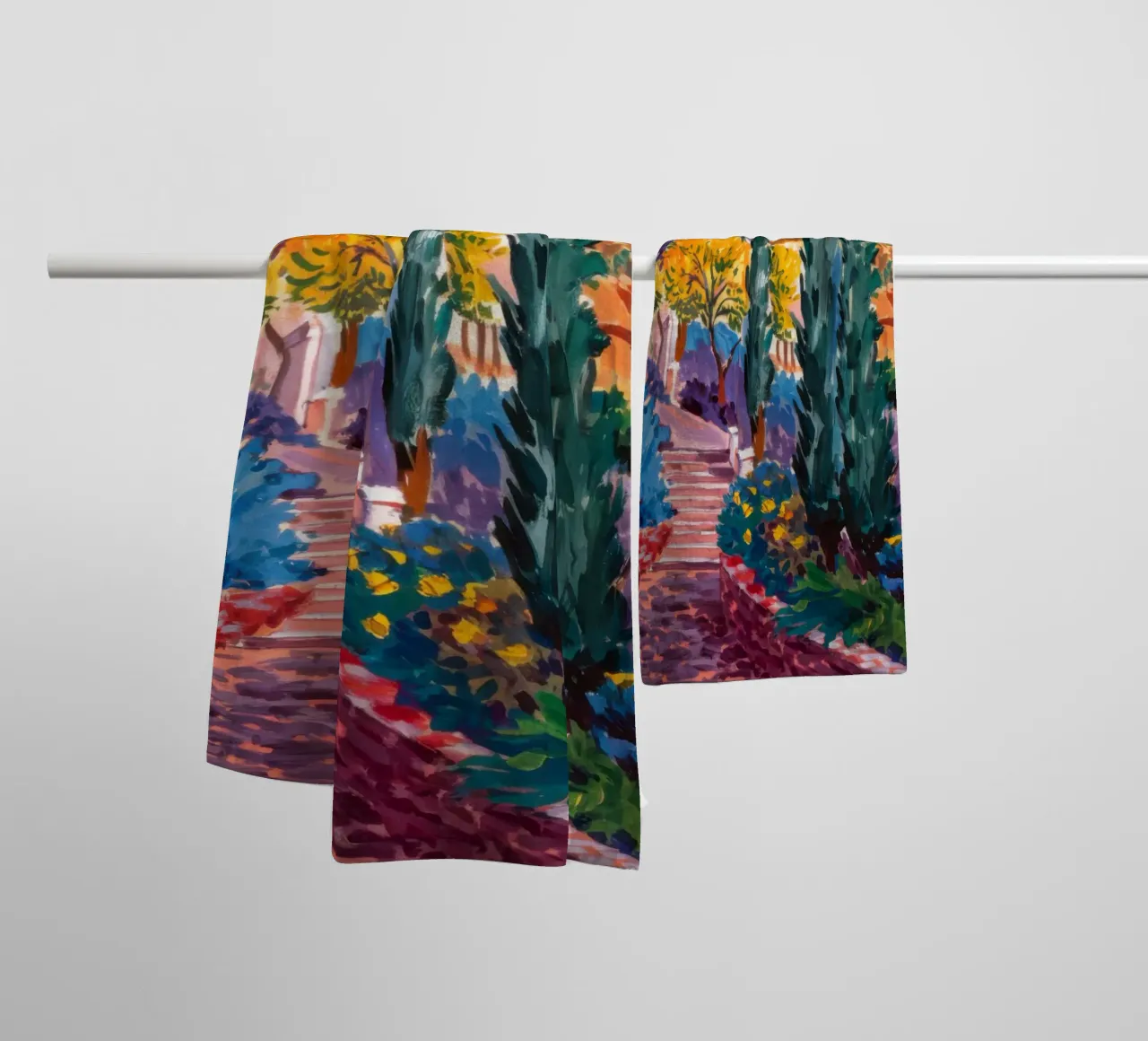 Chromatic Coastal Path towel by Angkasa Mist