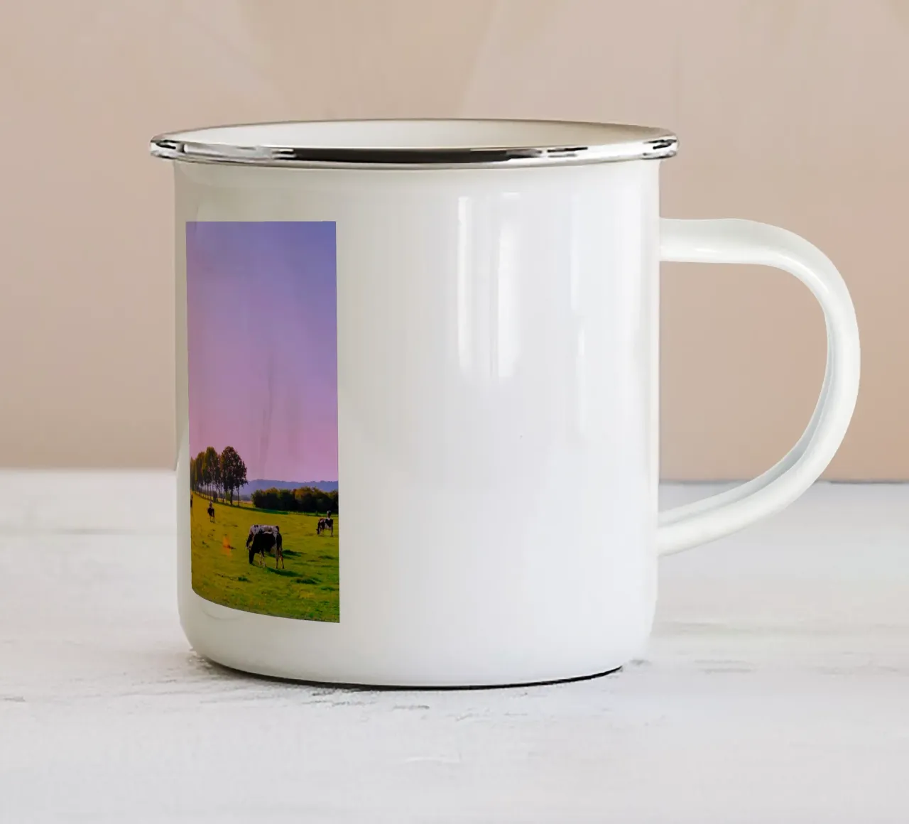 Vita verde, latte bianco tazza in smalto da Nature's Palette