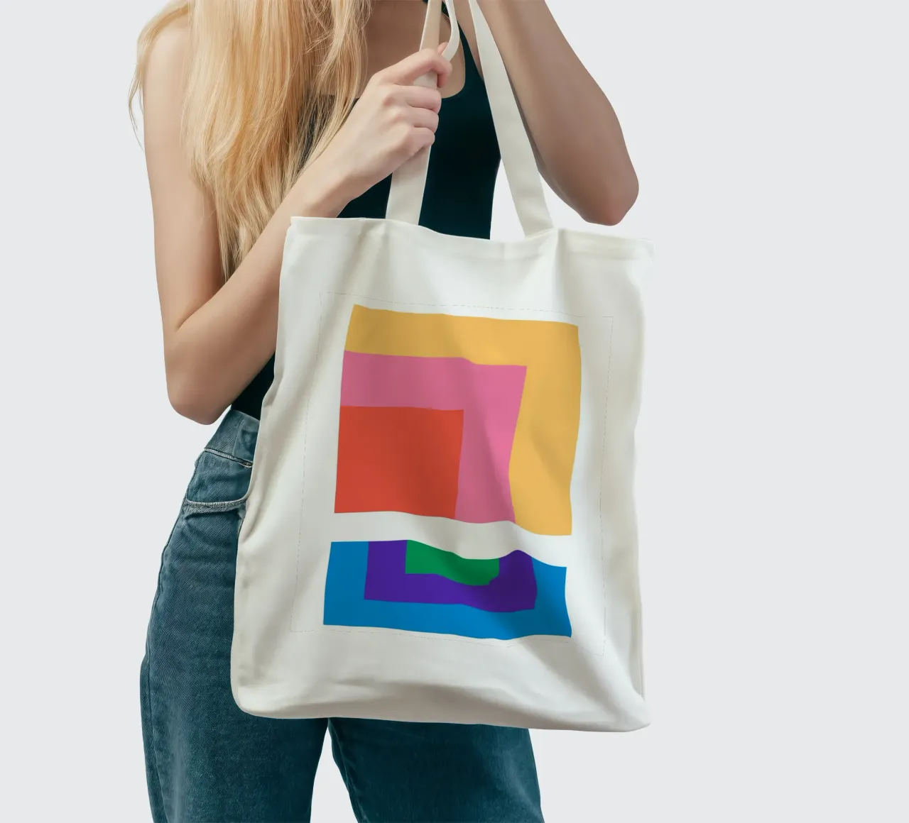 Square retro gradient borsa in juta da galihstudio