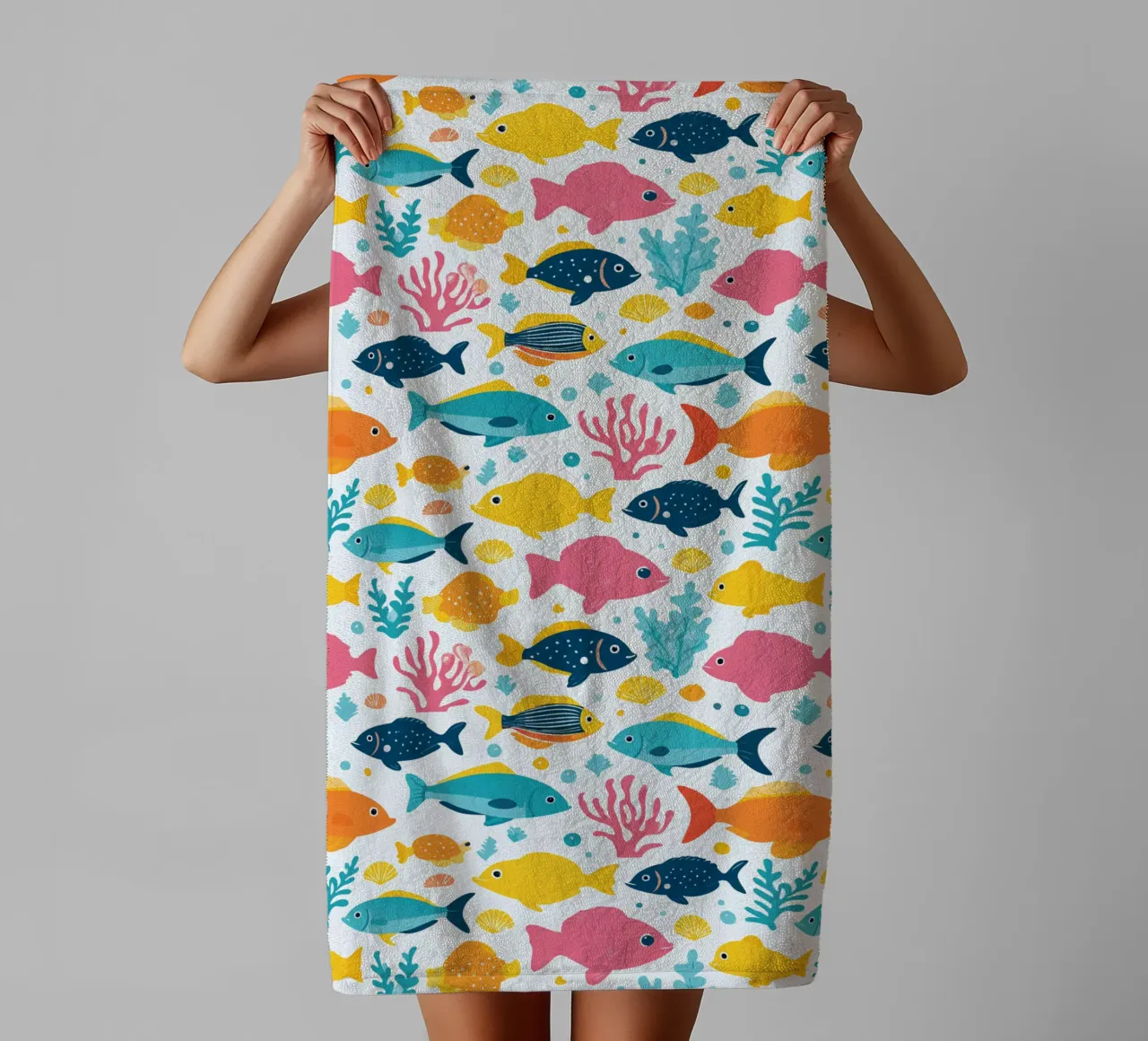 Underwater World - Fish Pattern 2 towel by Hightown Design