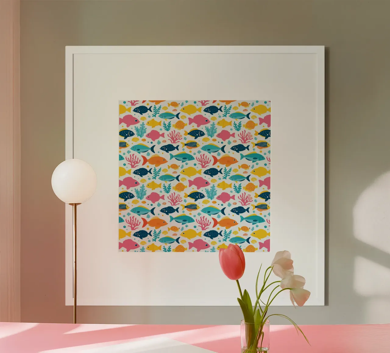 Mondo sommerso - Modello di pesce 2 poster con telaio in alluminio da Hightown Design