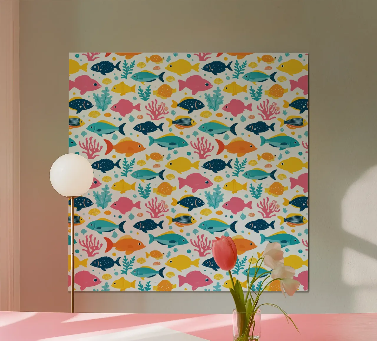 Mondo sommerso - Modello di pesce 2 poster con telaio in alluminio da Hightown Design