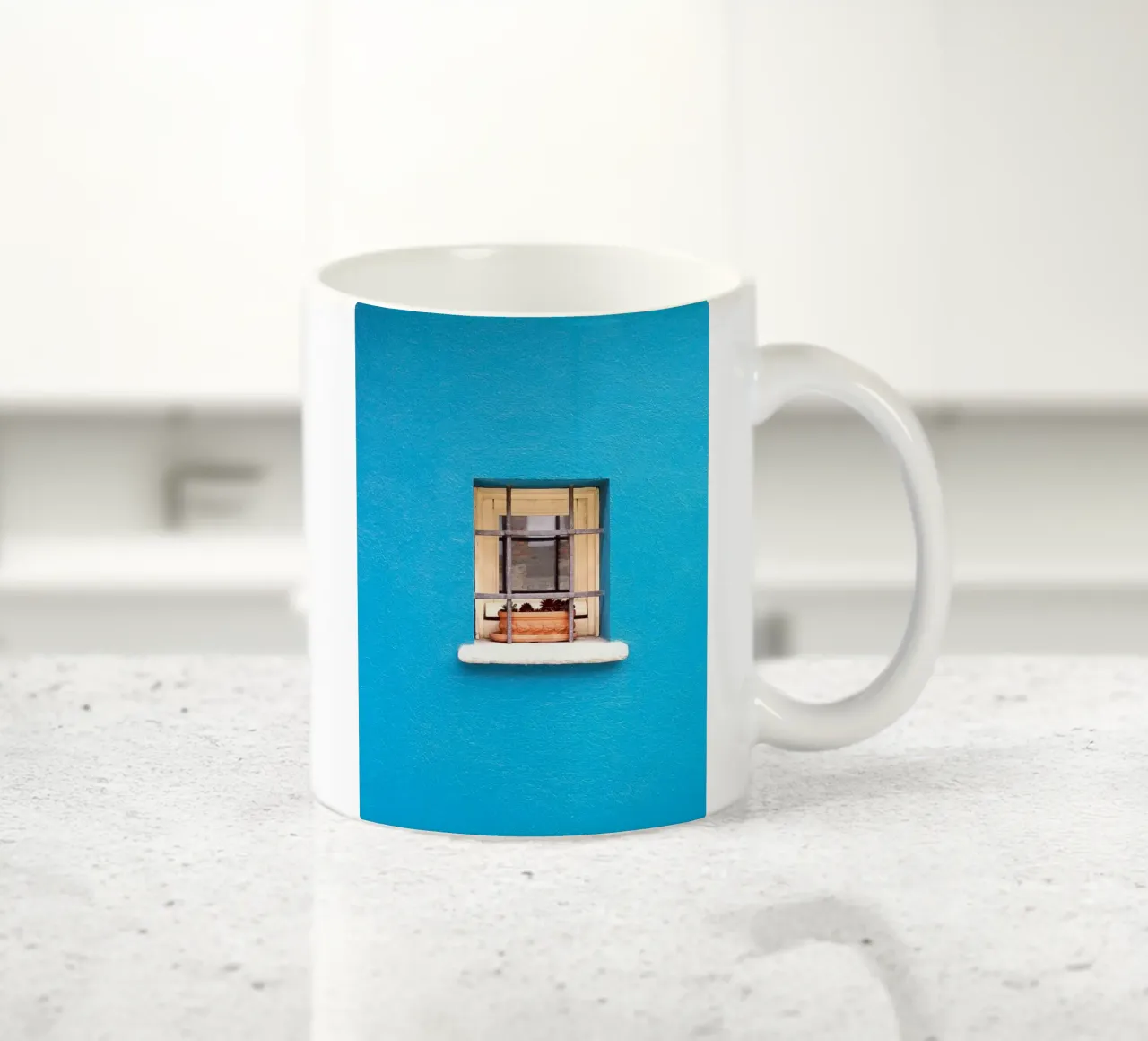 window in blue wall tazza in ceramica da feny