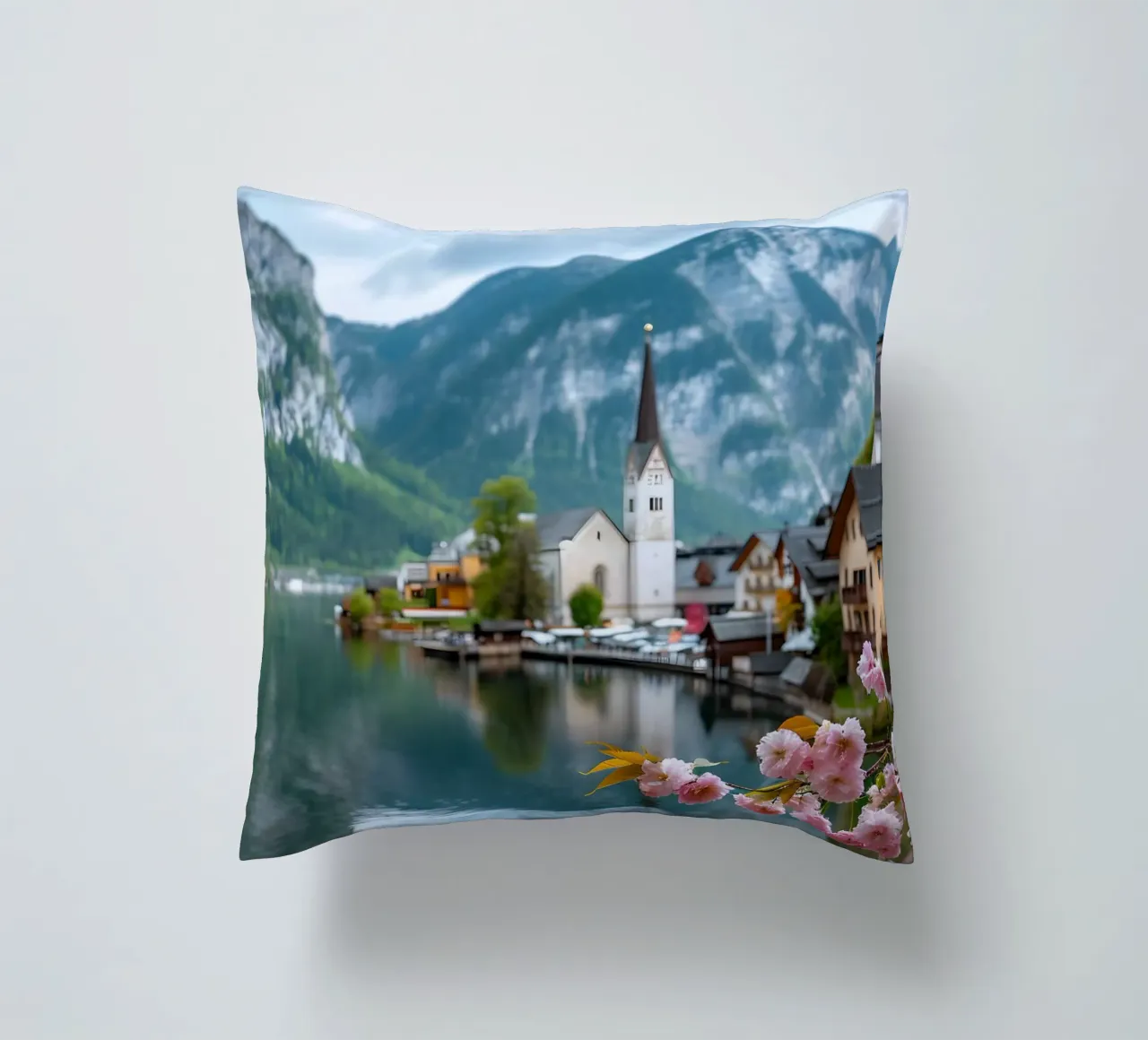 Divertimento sul lago di Hallstatt cuscino da M-Ulrich-Digital Art