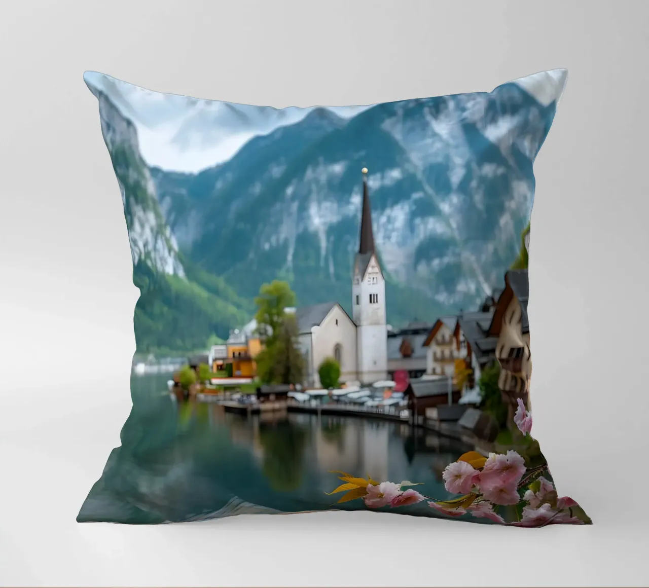 Divertimento sul lago di Hallstatt cuscino da M-Ulrich-Digital Art