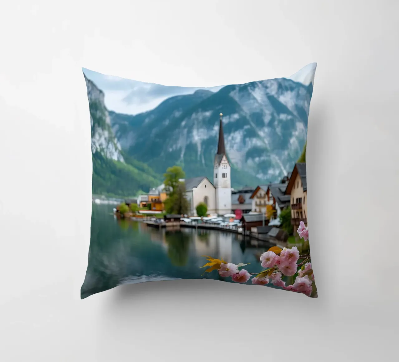 Divertimento sul lago di Hallstatt cuscino da M-Ulrich-Digital Art