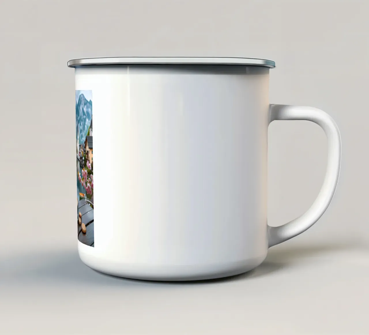 Divertimento sul lago di Hallstatt tazza in smalto da M-Ulrich-Digital Art