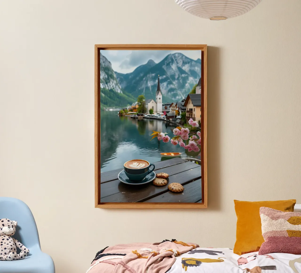 Enjoyment on Lake Hallstatt canvas with Floater frame by M-Ulrich-Digital Art