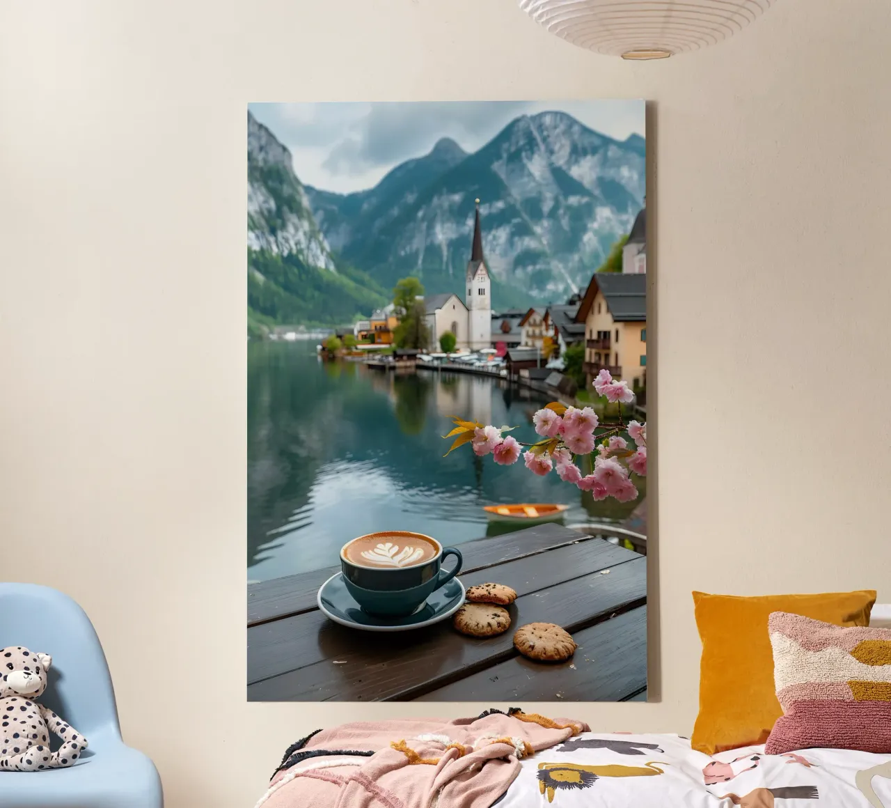 Enjoyment on Lake Hallstatt canvas with Floater frame by M-Ulrich-Digital Art