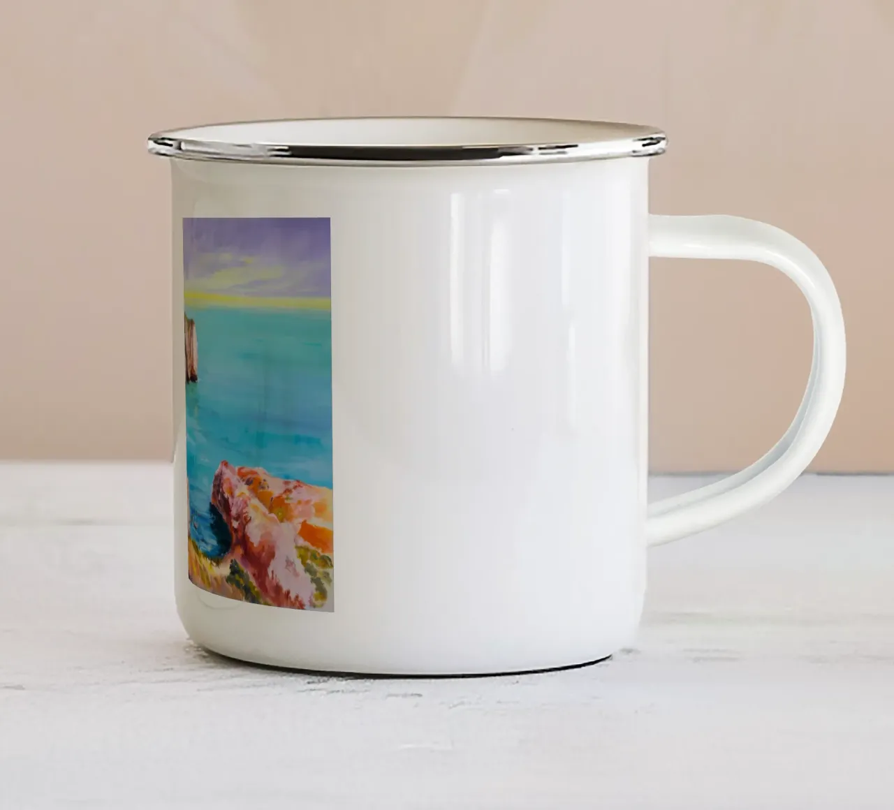 Scogliere di Azure Bay tazza in smalto da Angkasa Mist