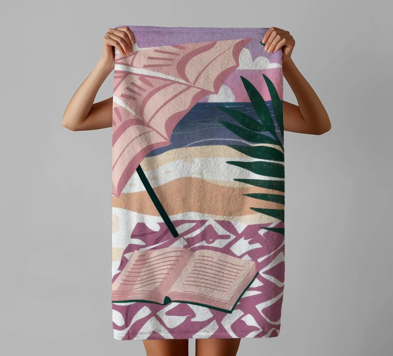 Reading Under Palms towel by Kala Martir