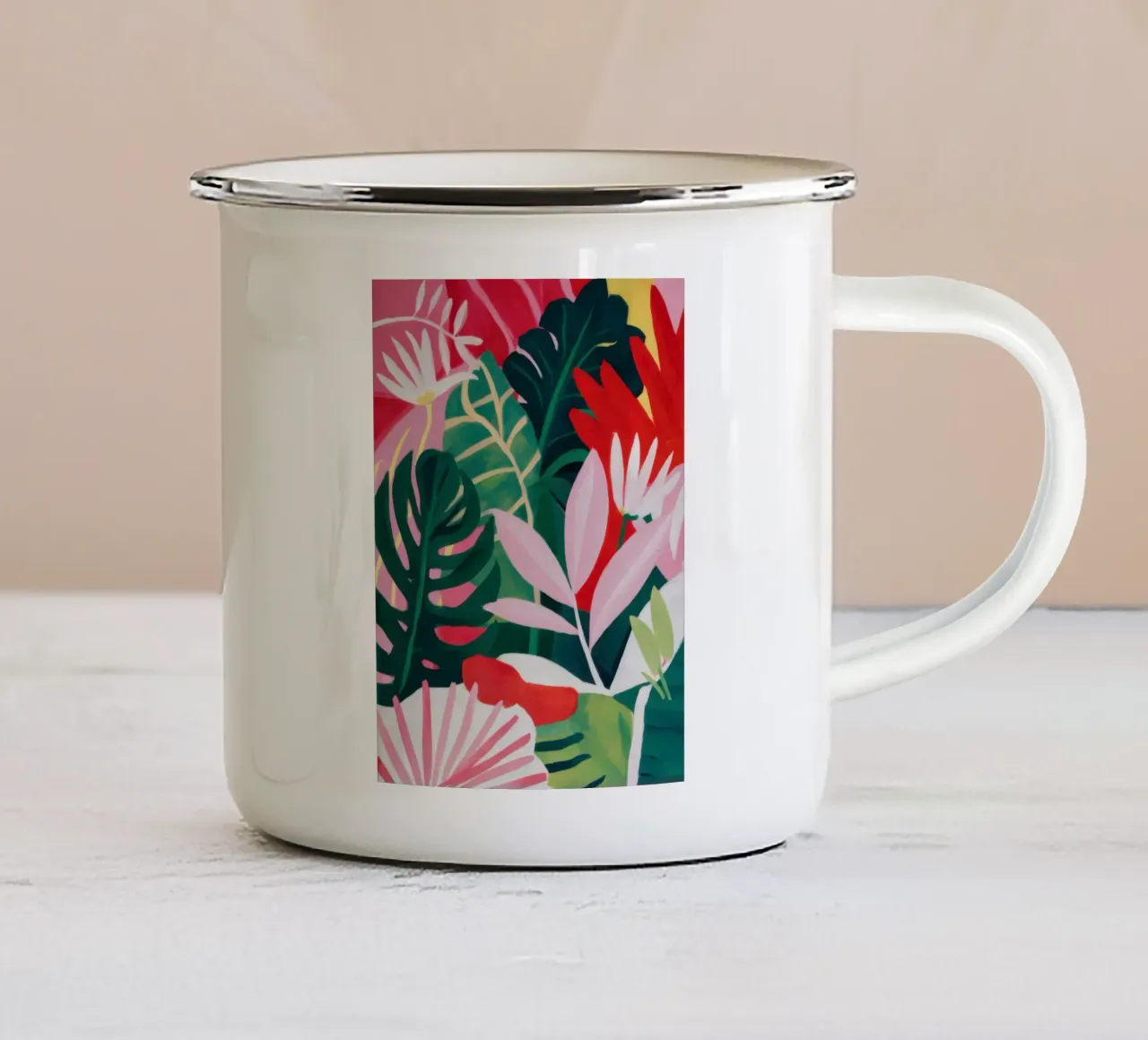 Il paradiso della giungla rosata tazza in smalto da Halo Whisper