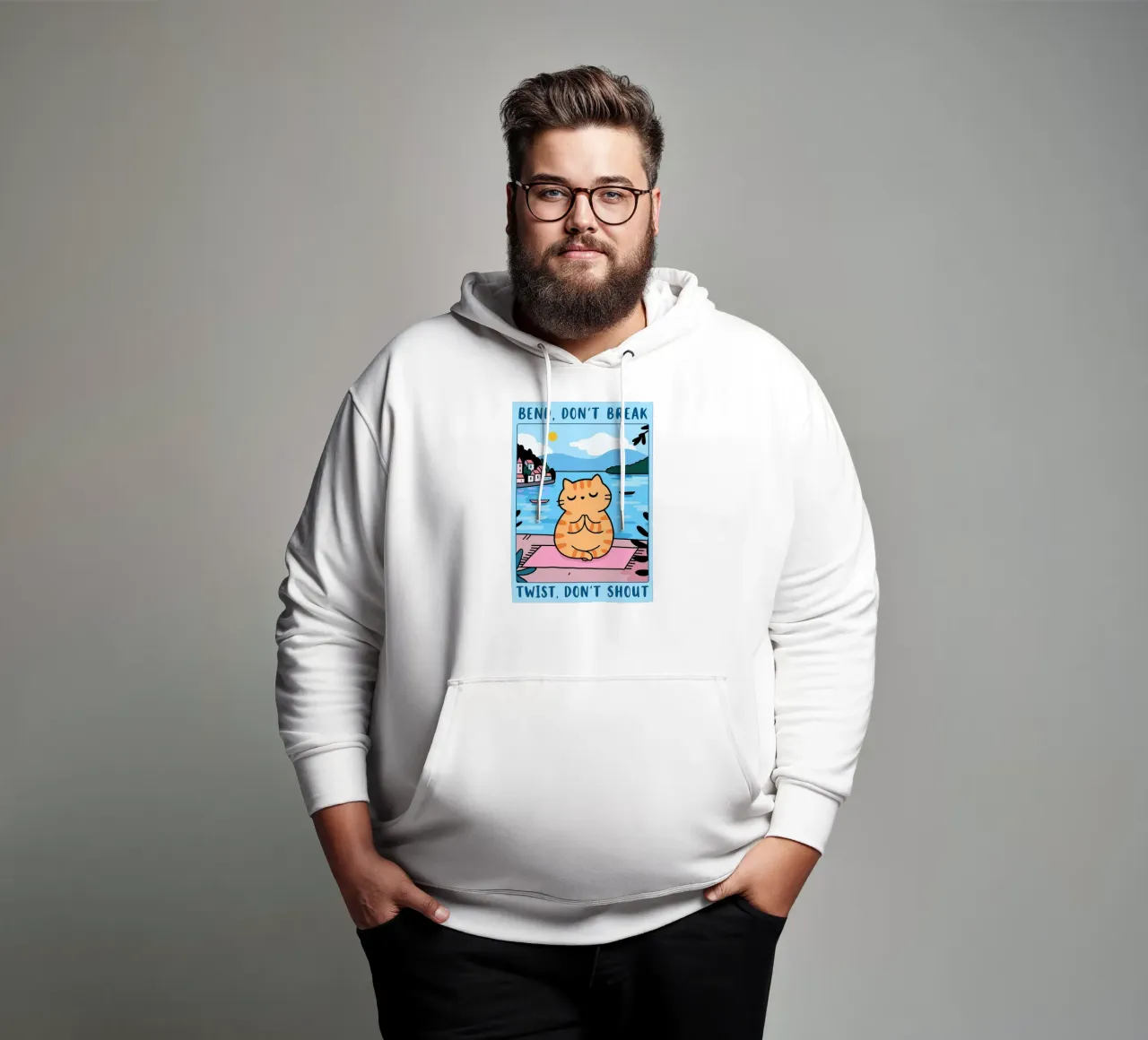 bend dont break twist dont shout funny yoga cat drawing sudadera con capucha de dahlianz